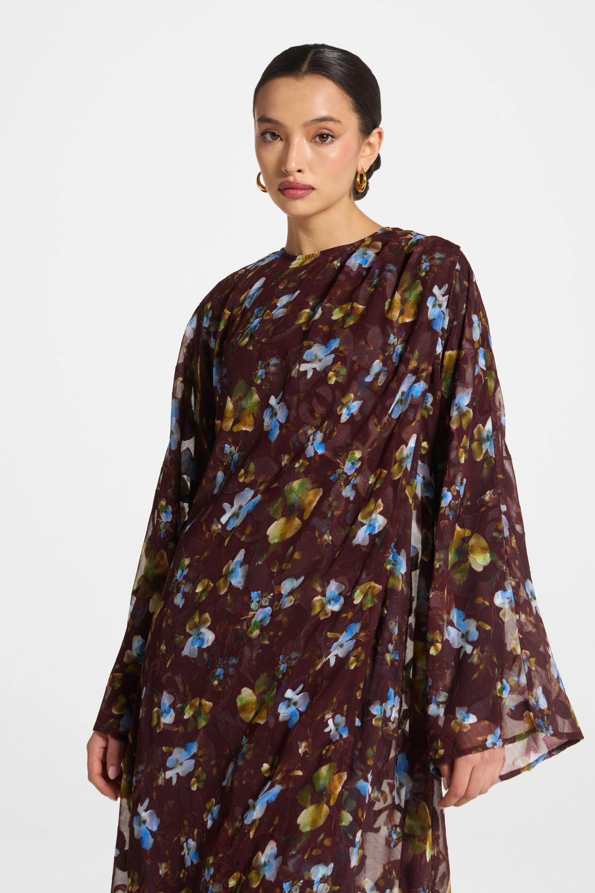 Embroidered Maxi Top - Chocolate Plum Abayas Veiled