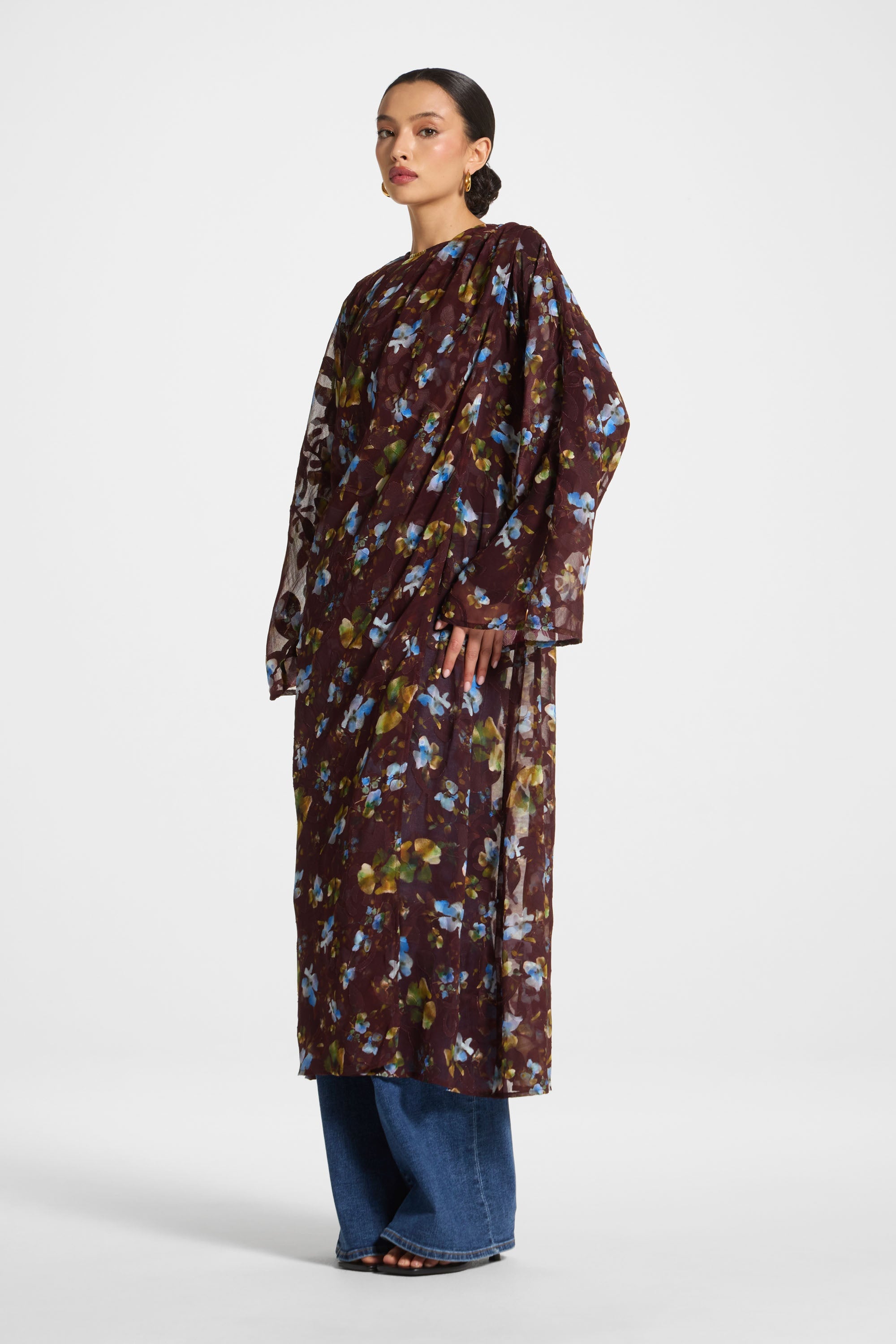 Embroidered Maxi Top - Chocolate Plum Abayas Veiled