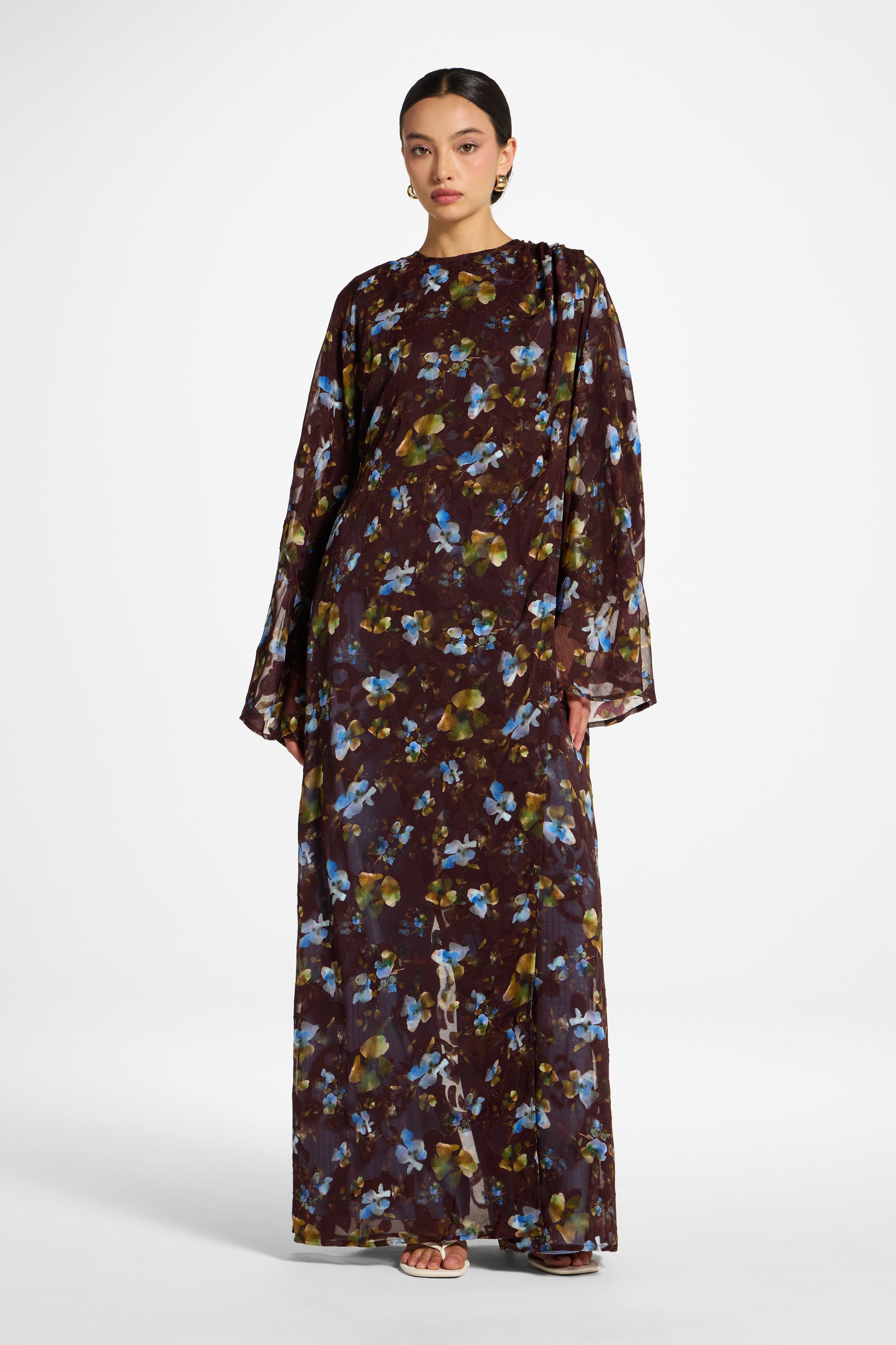 Embroidered Maxi Top Dress - Chocolate Plum Dress Veiled