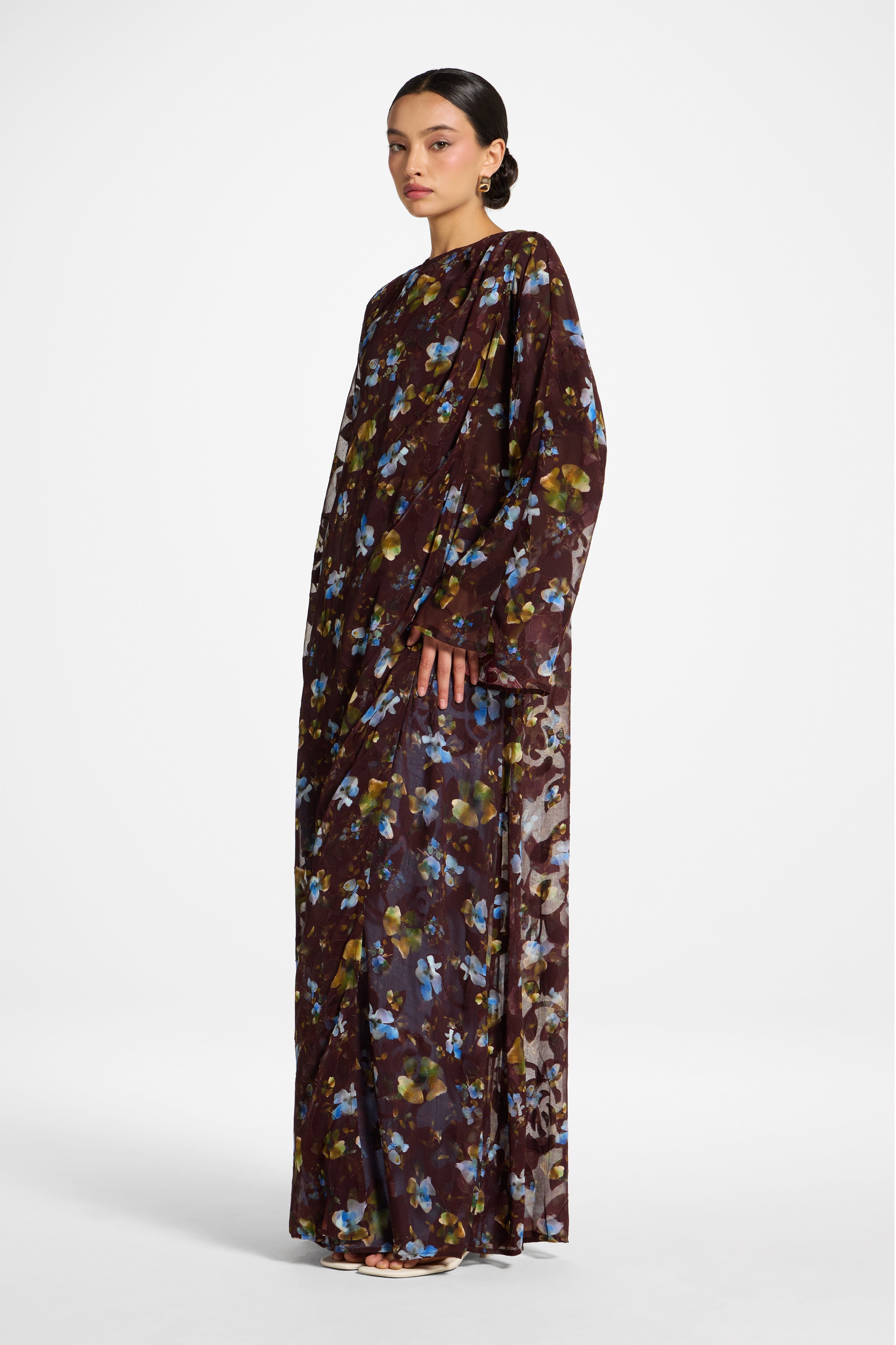 Embroidered Maxi Top Dress - Chocolate Plum Dress Veiled