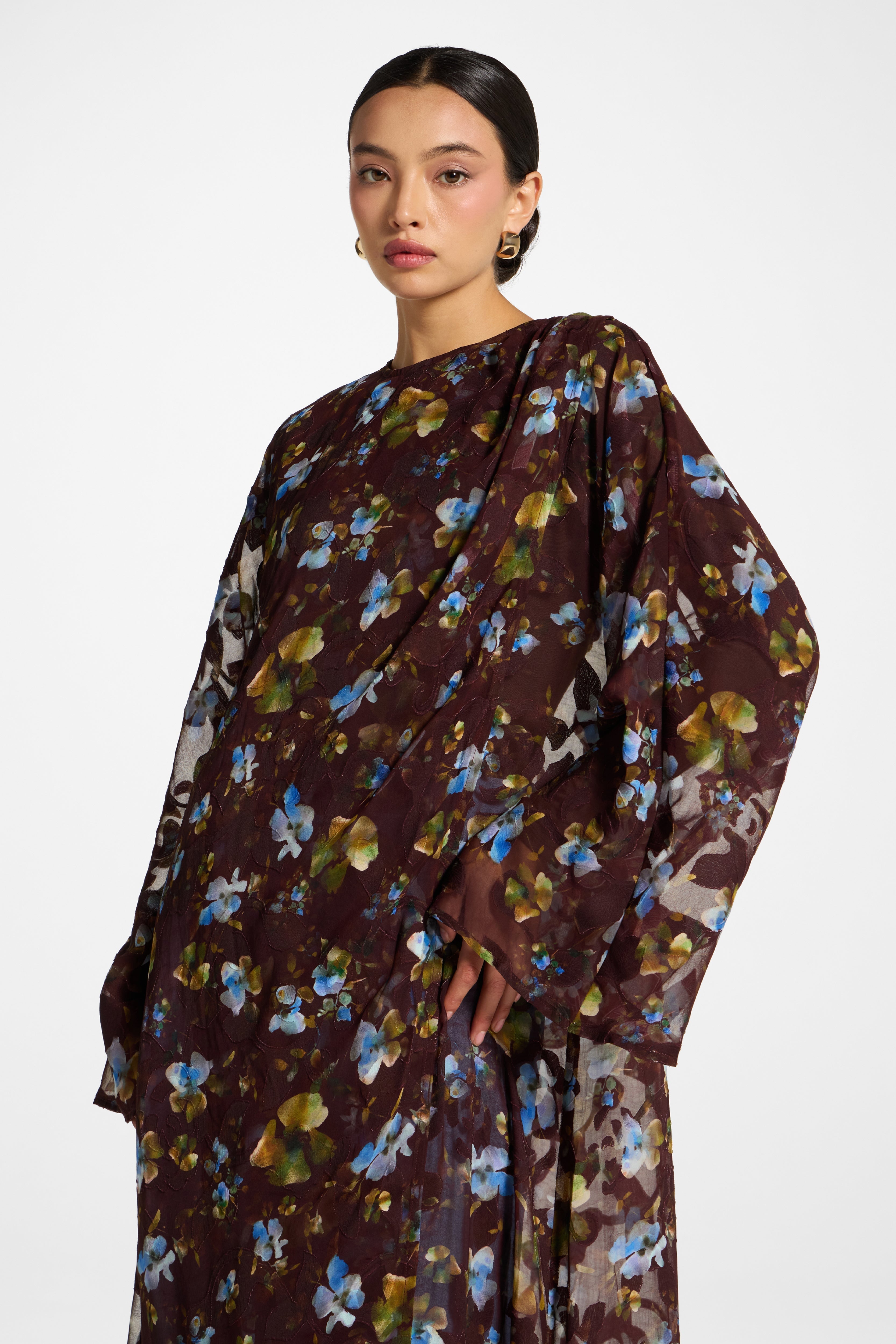 Embroidered Maxi Top Dress - Chocolate Plum Dress Veiled