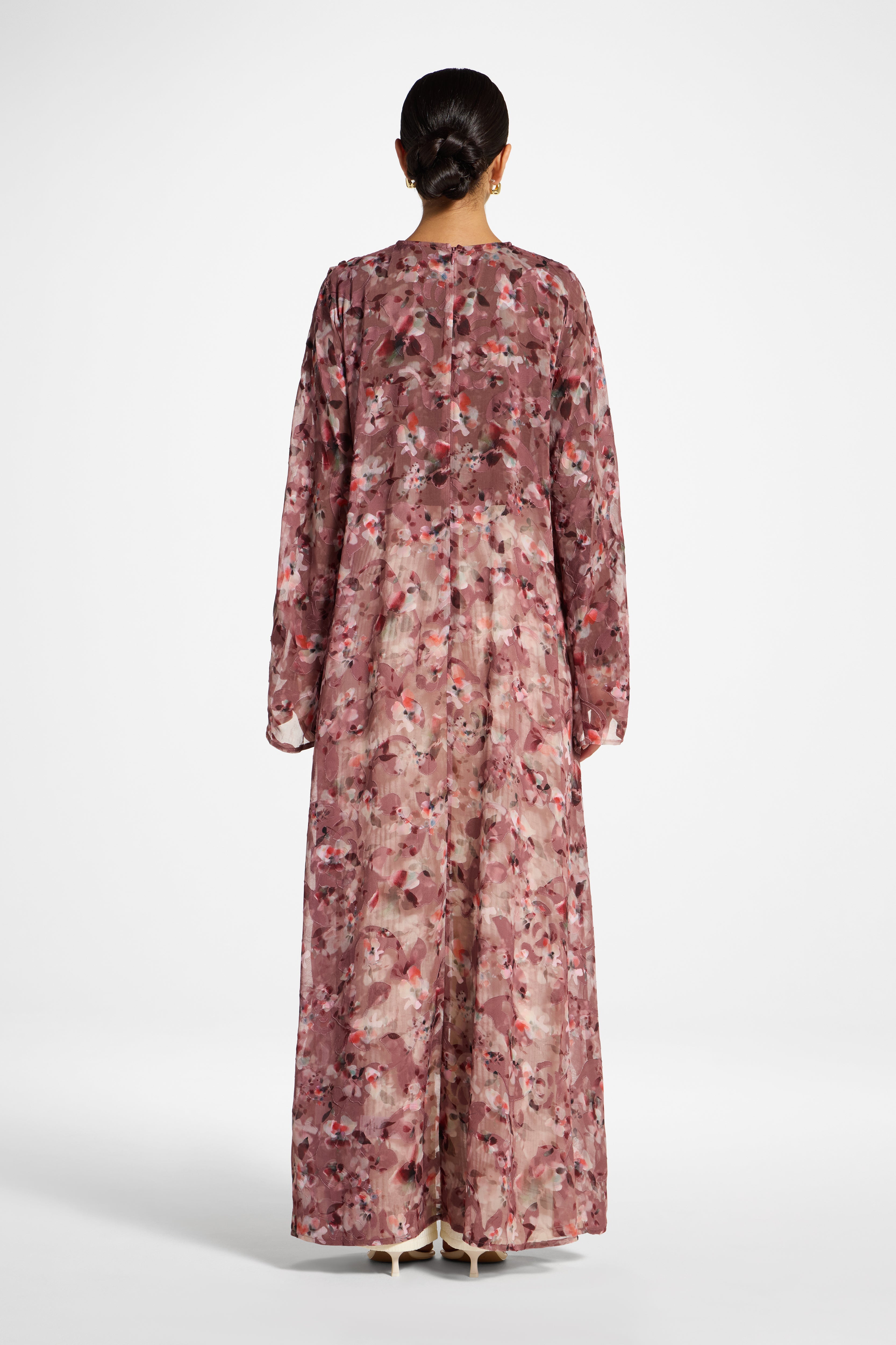 Embroidered Maxi Top Dress - Desert Mauve Abayas Veiled