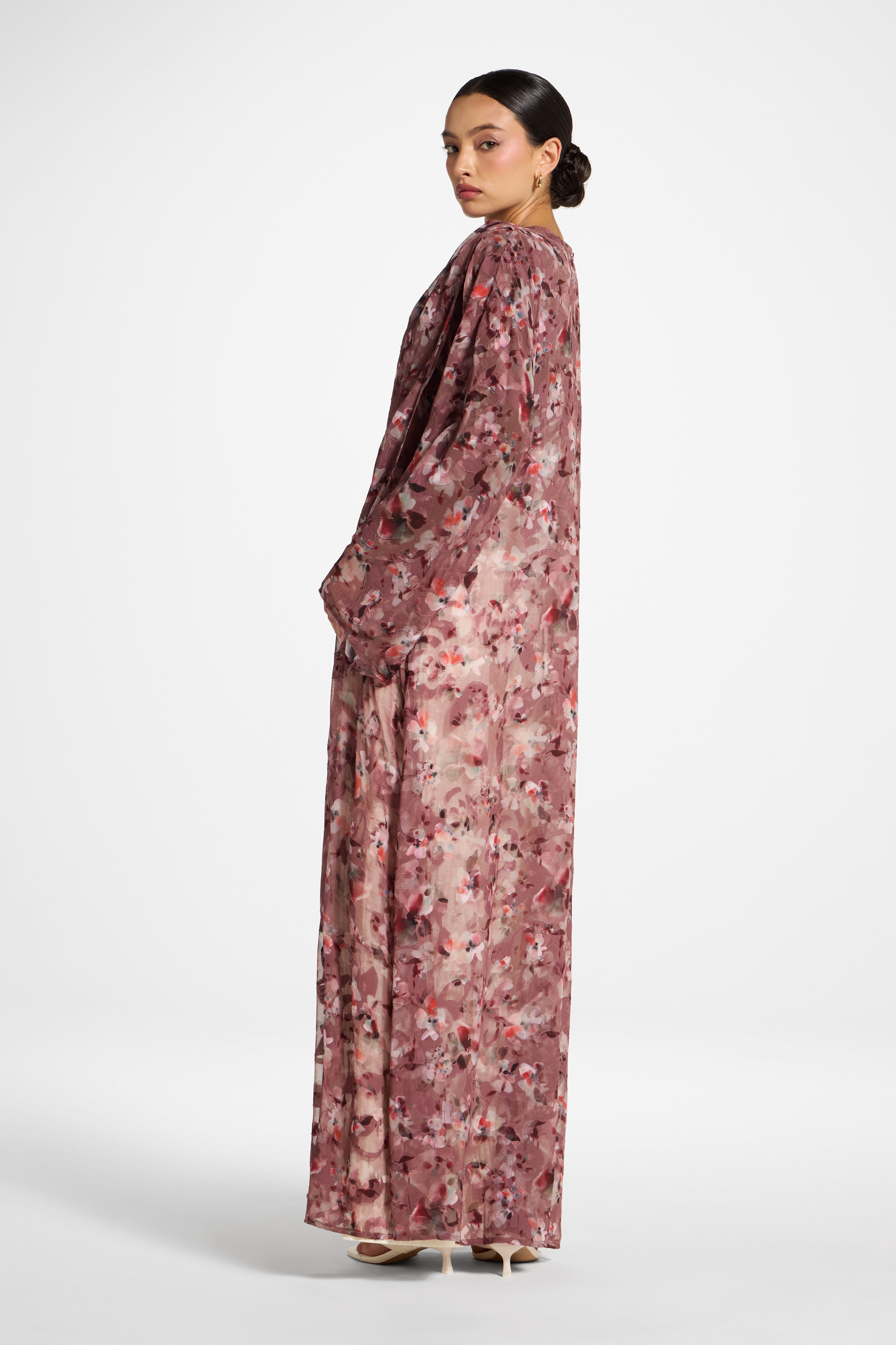 Embroidered Maxi Top Dress - Desert Mauve Abayas Veiled