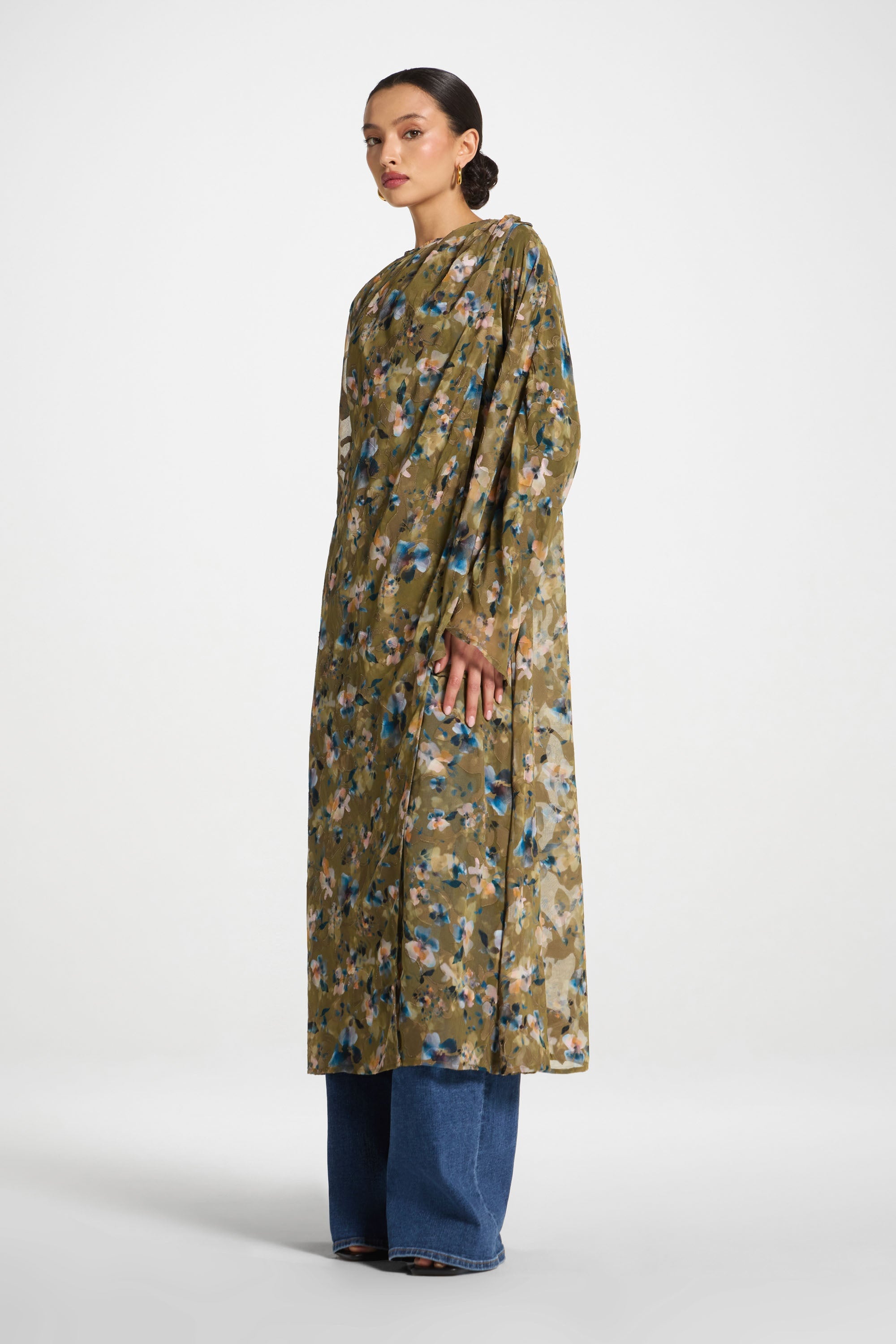 Embroidered Maxi Top - Olive Bloom Abayas Veiled