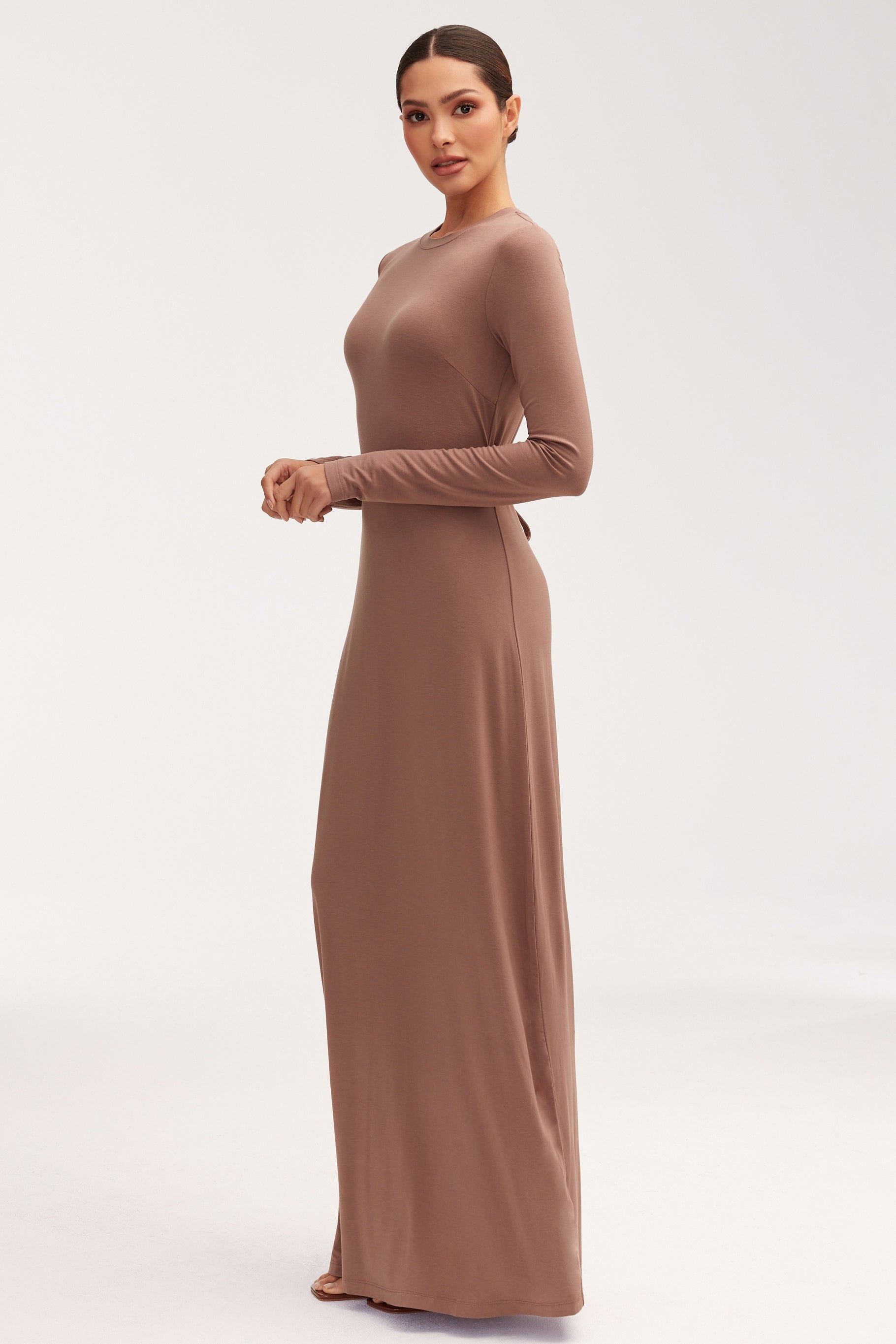 Essential Bamboo Jersey Maxi Dress - Deep Taupe Dresses epschoolboard 