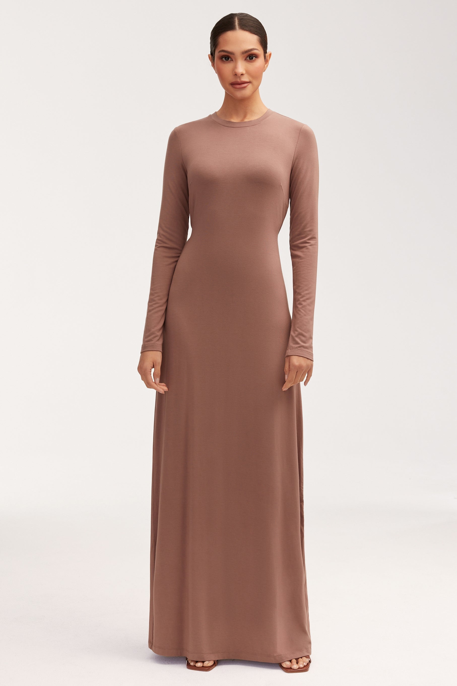 Essential Bamboo Jersey Maxi Dress - Deep Taupe Dresses epschoolboard 