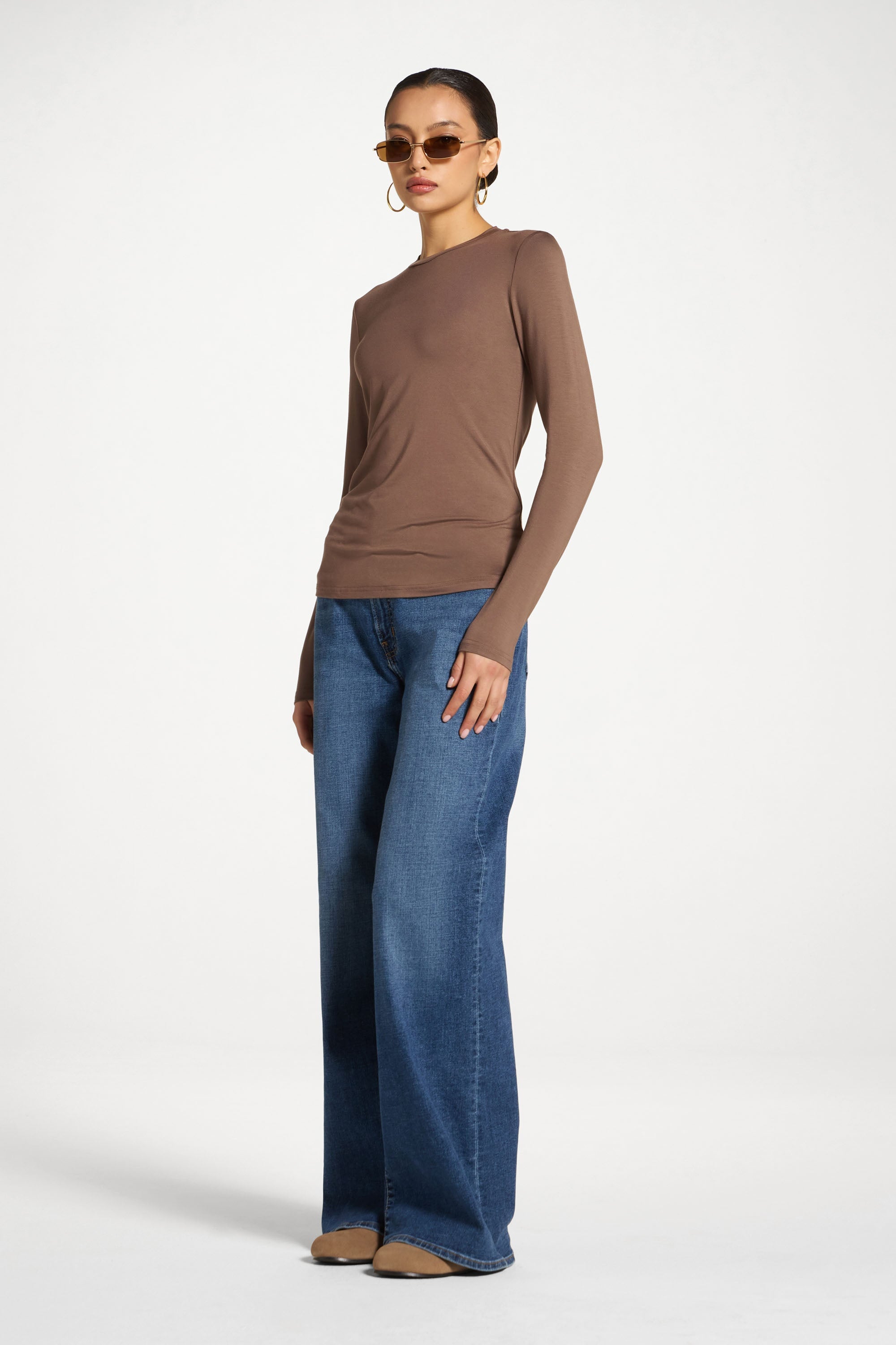 Essential Bamboo Long Sleeve Top - Chocolate Abayas Veiled