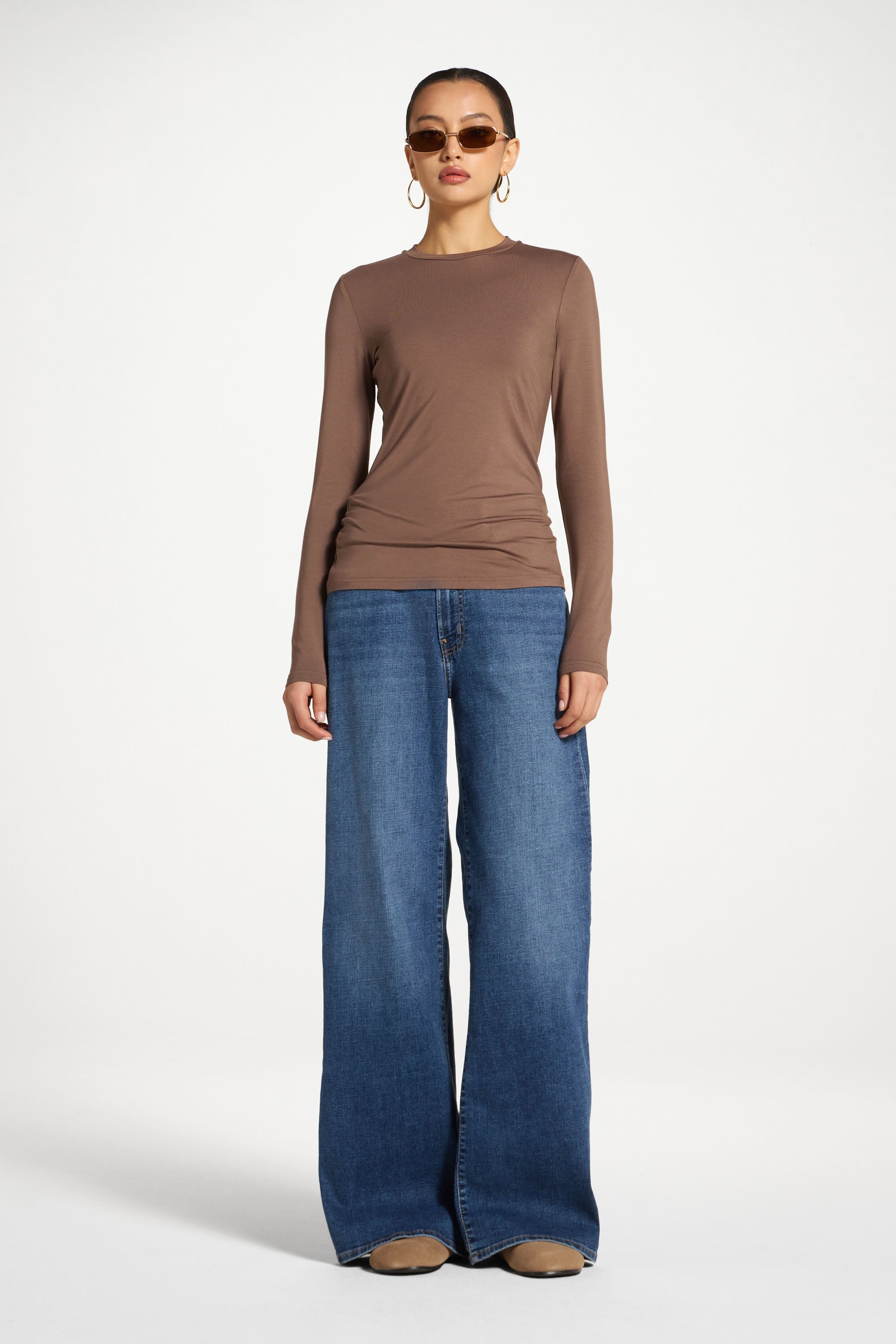 Essential Bamboo Long Sleeve Top - Chocolate Abayas Veiled