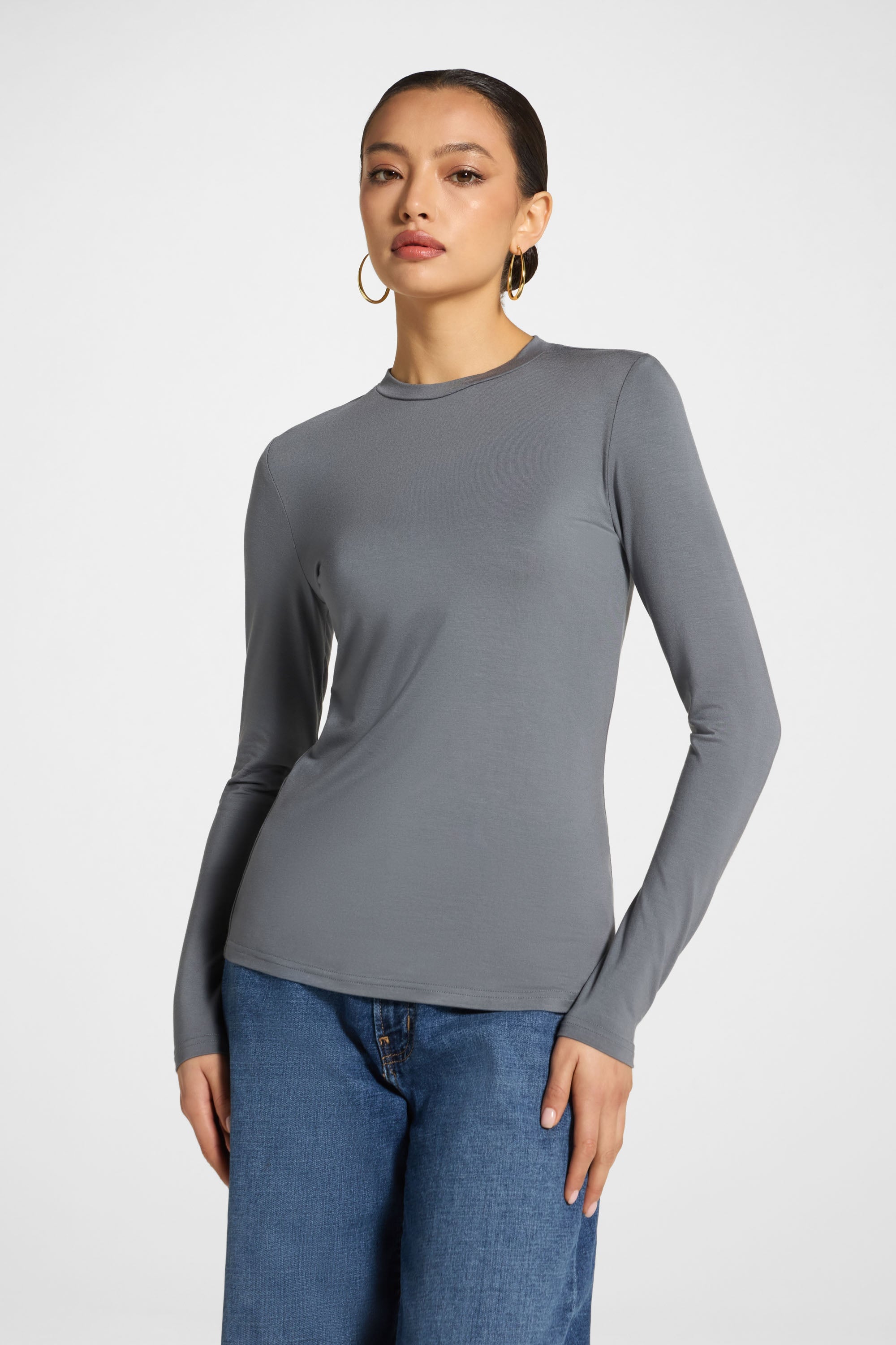 Essential Bamboo Long Sleeve Top - Iron Abayas Veiled