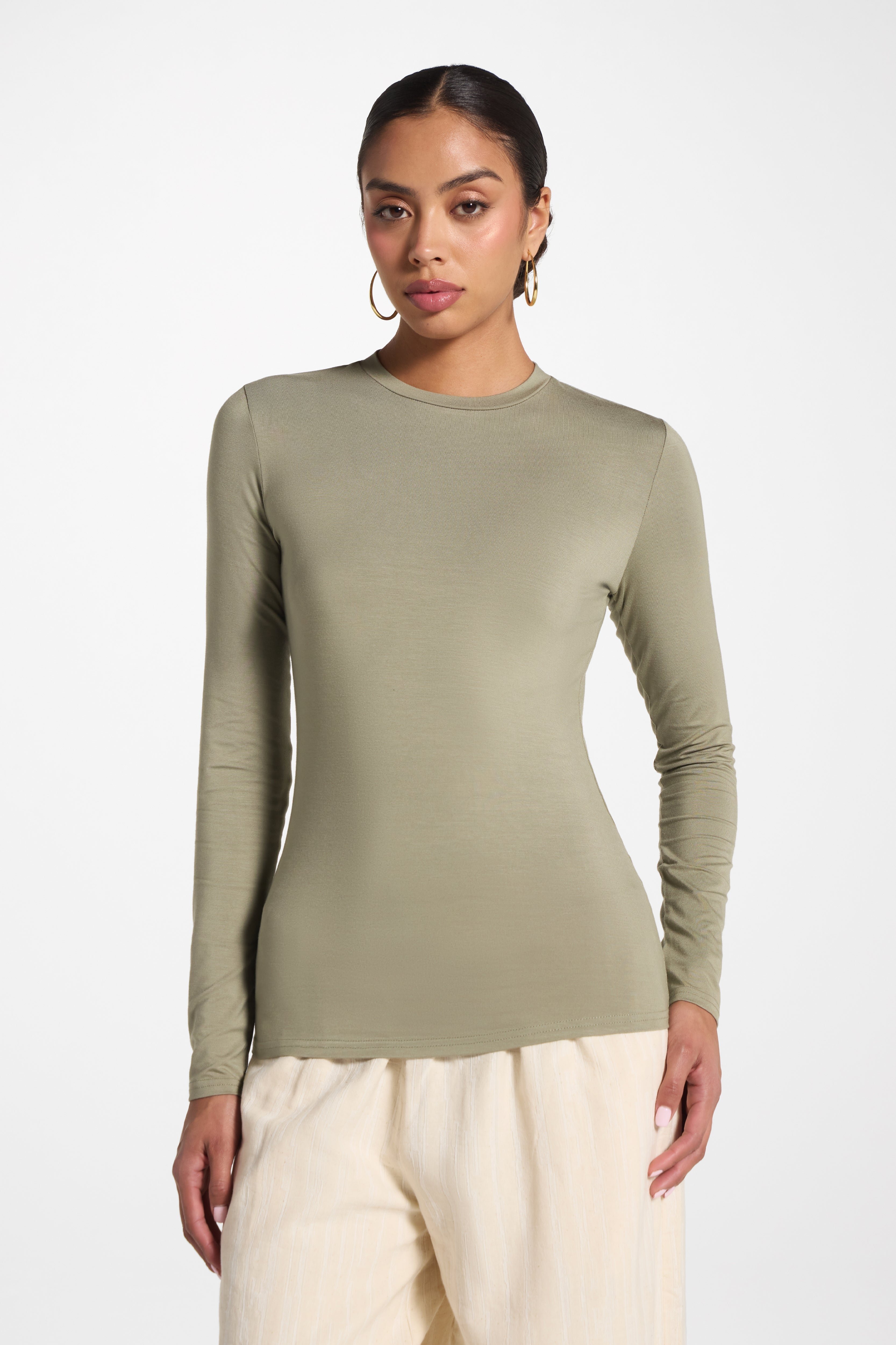 Essential Bamboo Long Sleeve Top - Sage Abayas Veiled