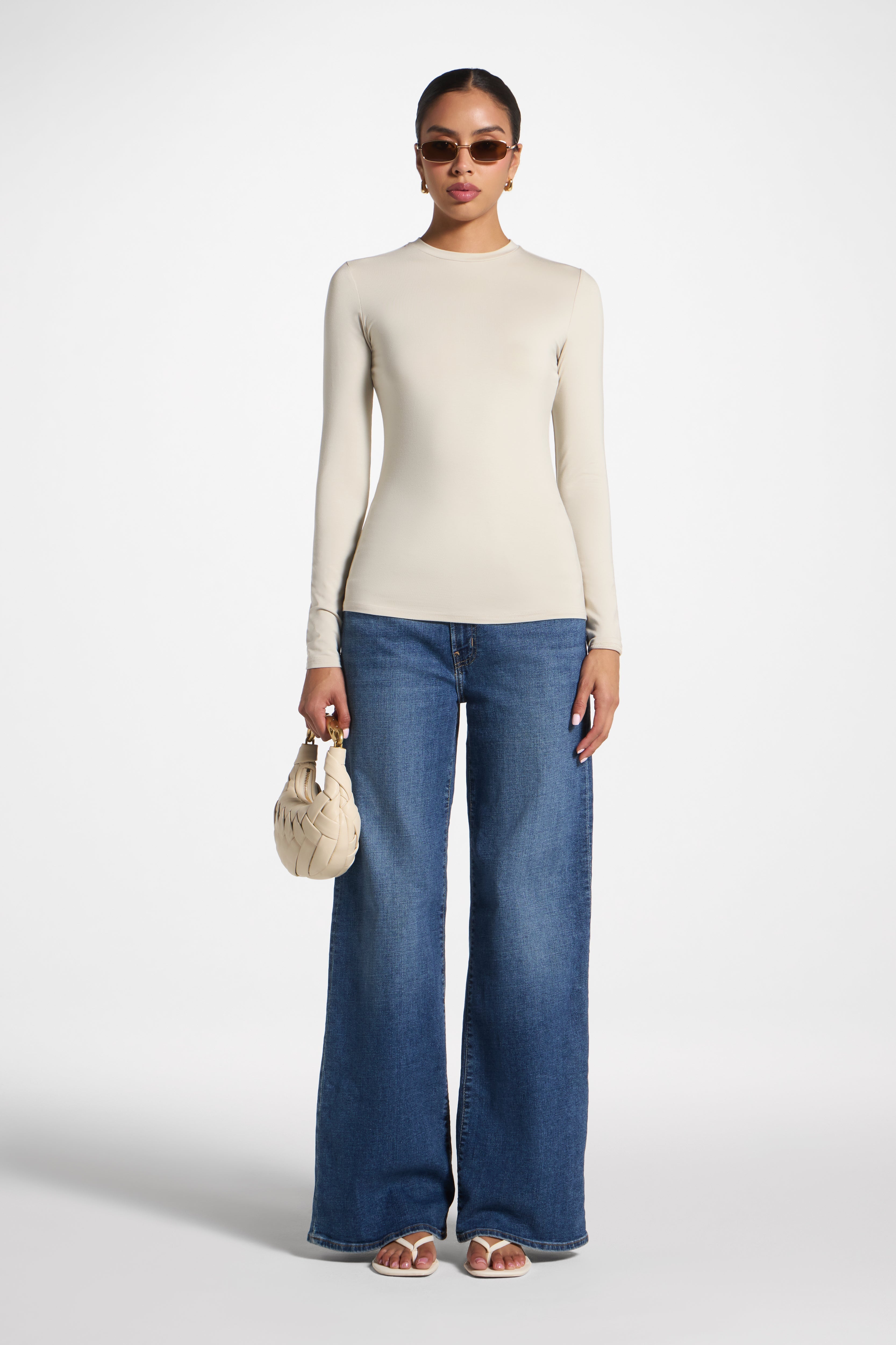 Essential Bamboo Long Sleeve Top - Stone Abayas Veiled
