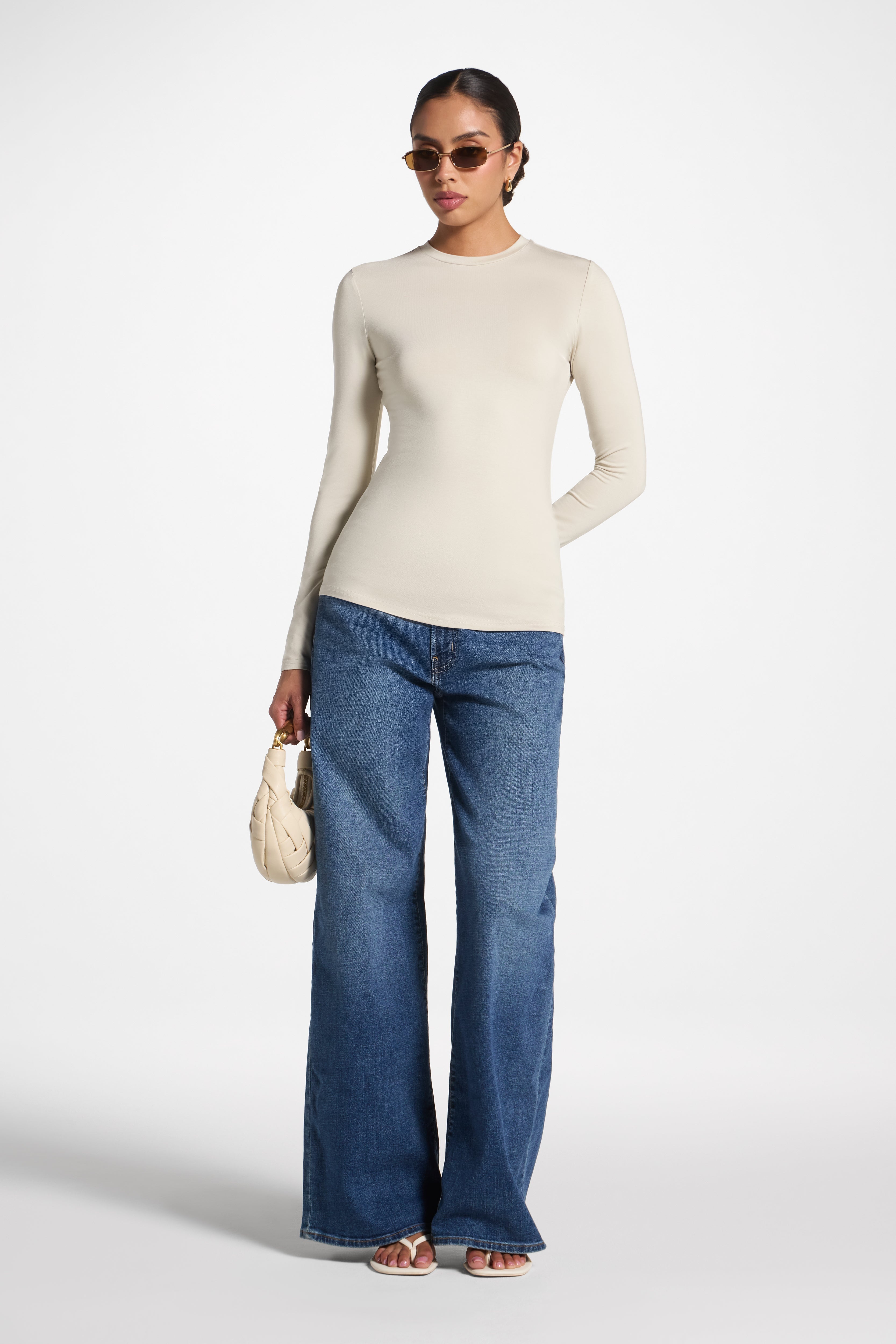 Essential Bamboo Long Sleeve Top - Stone Abayas Veiled