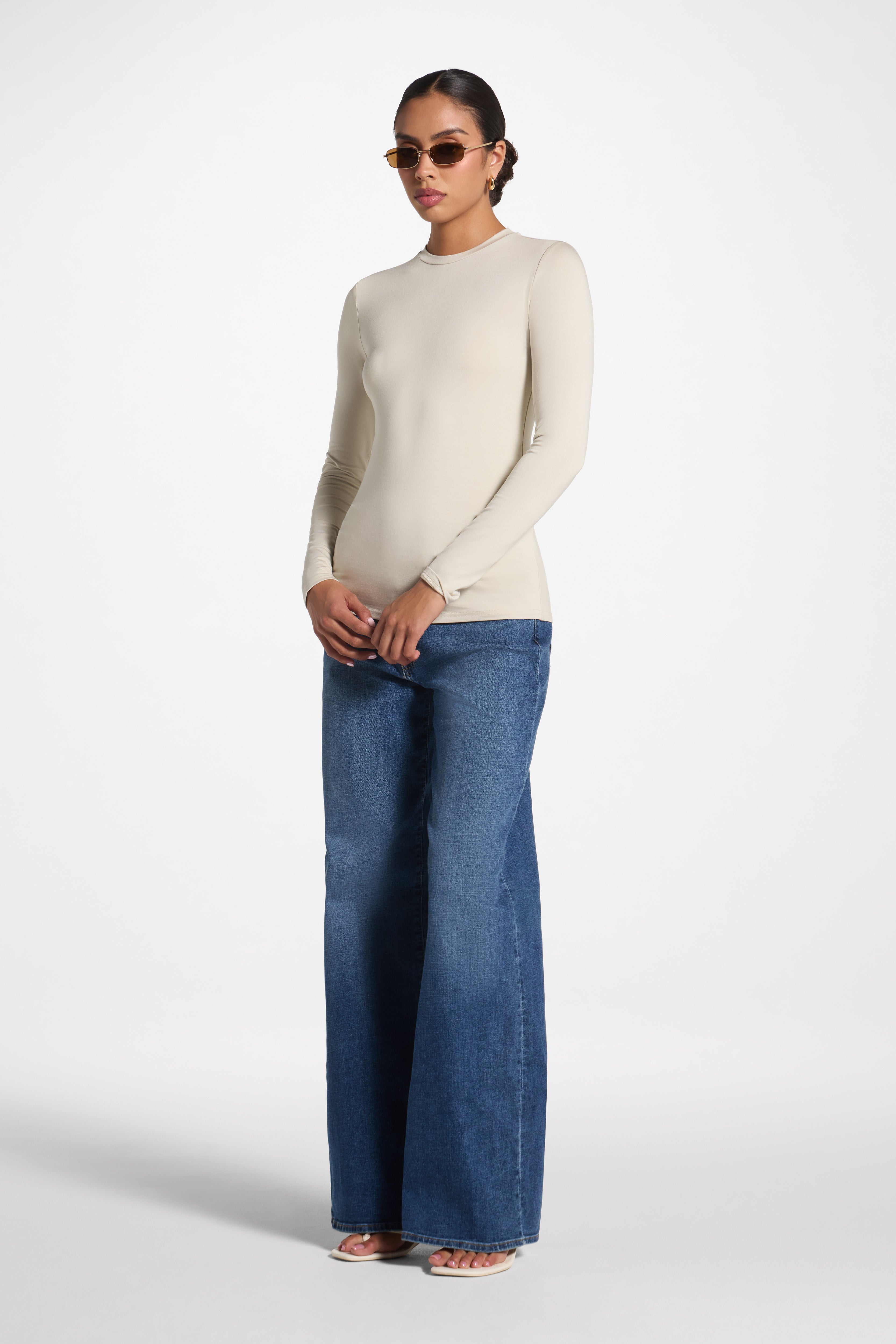 Essential Bamboo Long Sleeve Top - Stone Abayas Veiled
