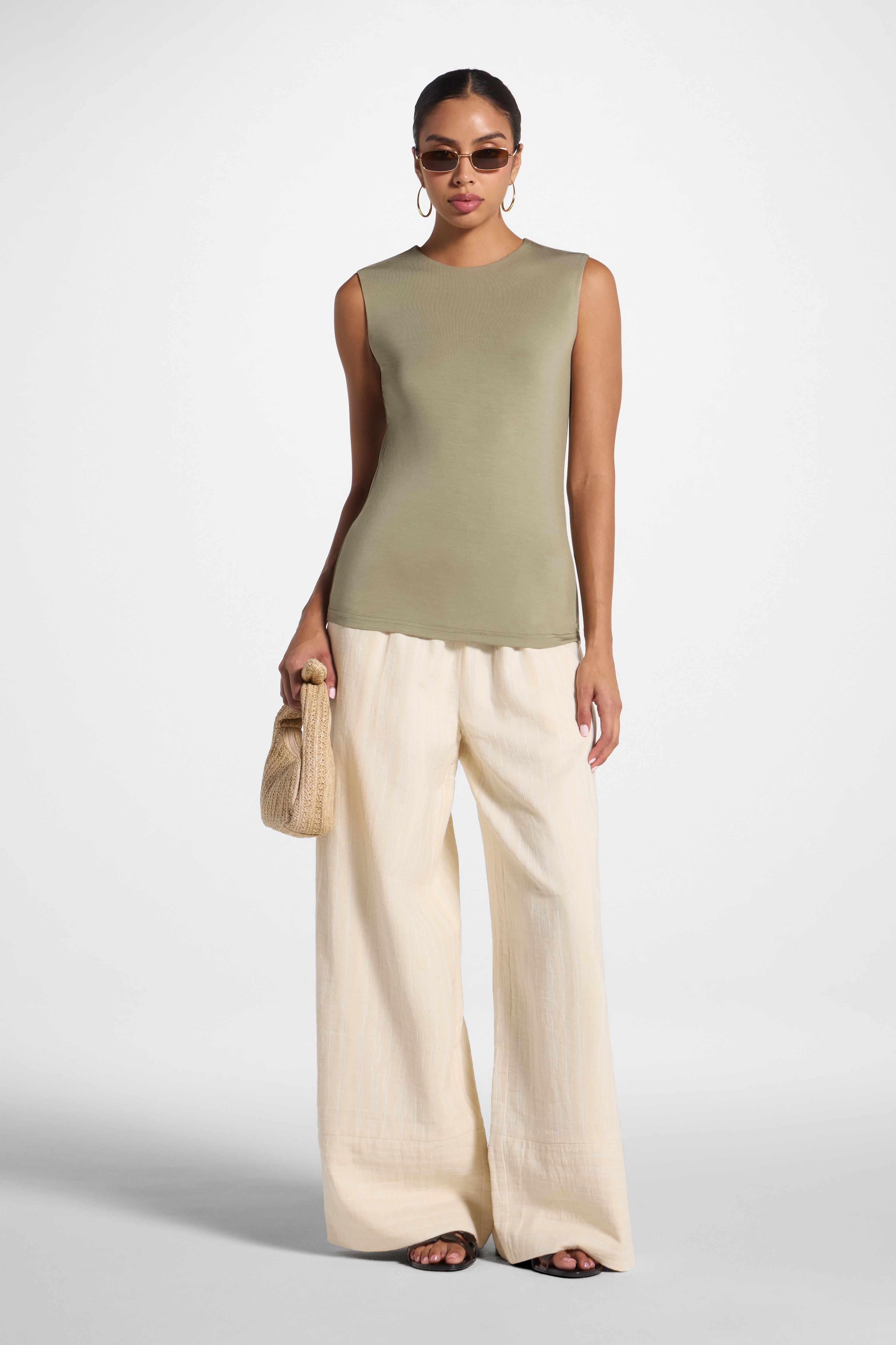 Essential Bamboo Tank Top - Dusty Olive Abayas Veiled