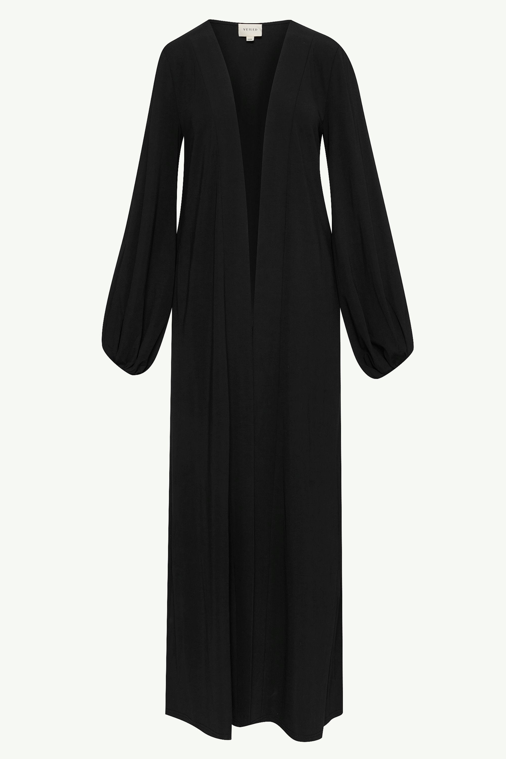 Essential Jersey Open Abaya - Black Clothing saigonodysseyhotel 