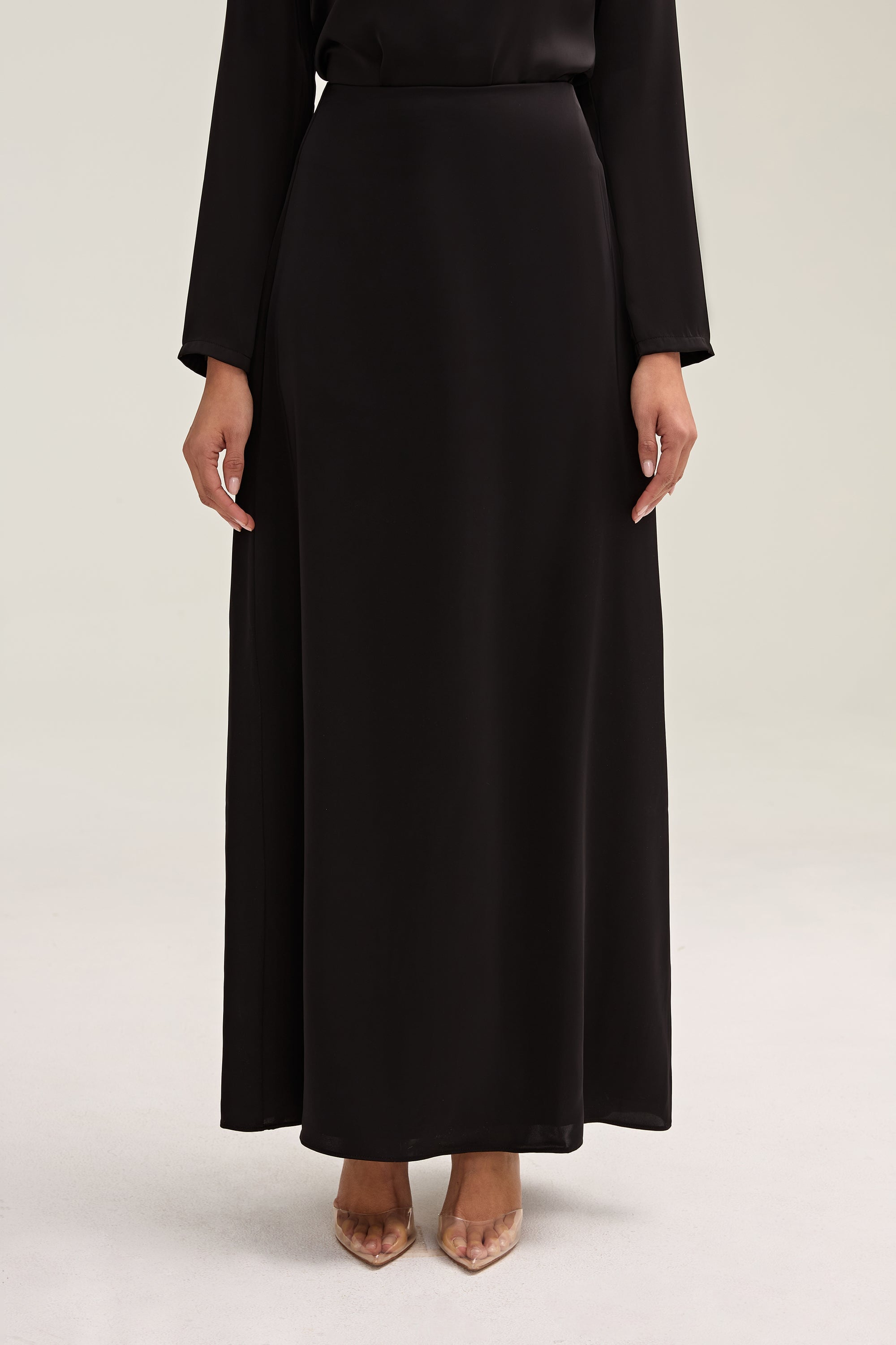 Essential Satin Maxi Skirt - Black Clothing Veiled 