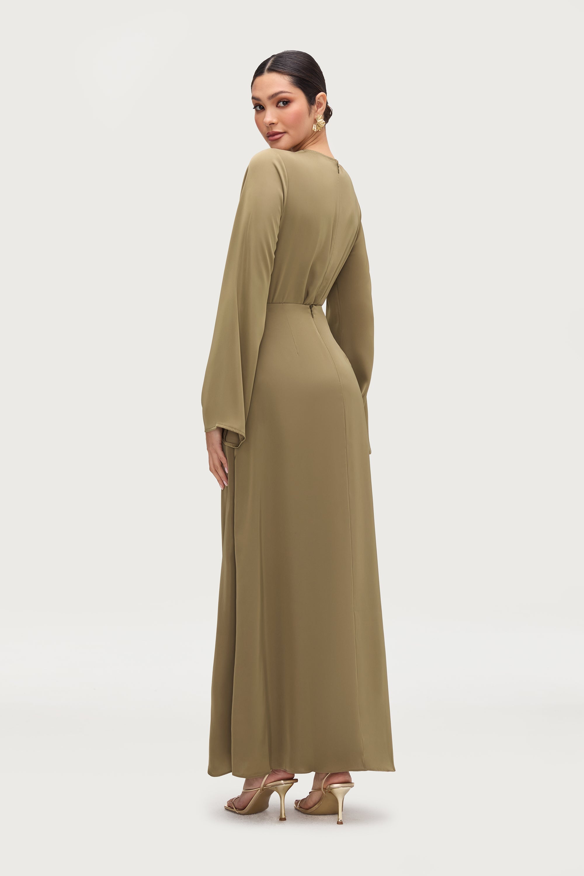 Essential Satin Maxi Skirt - Desert Palm Bottoms Veiled