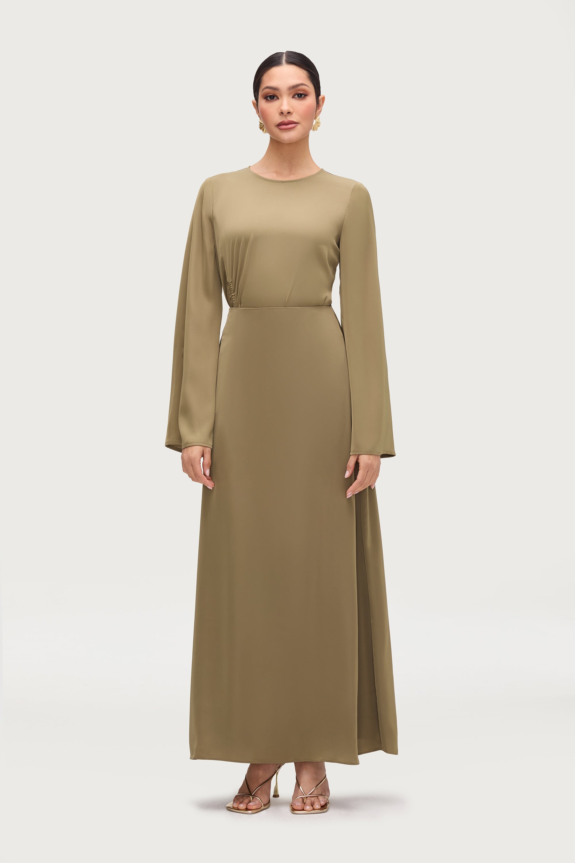 Essential Satin Maxi Skirt - Desert Palm Bottoms Veiled