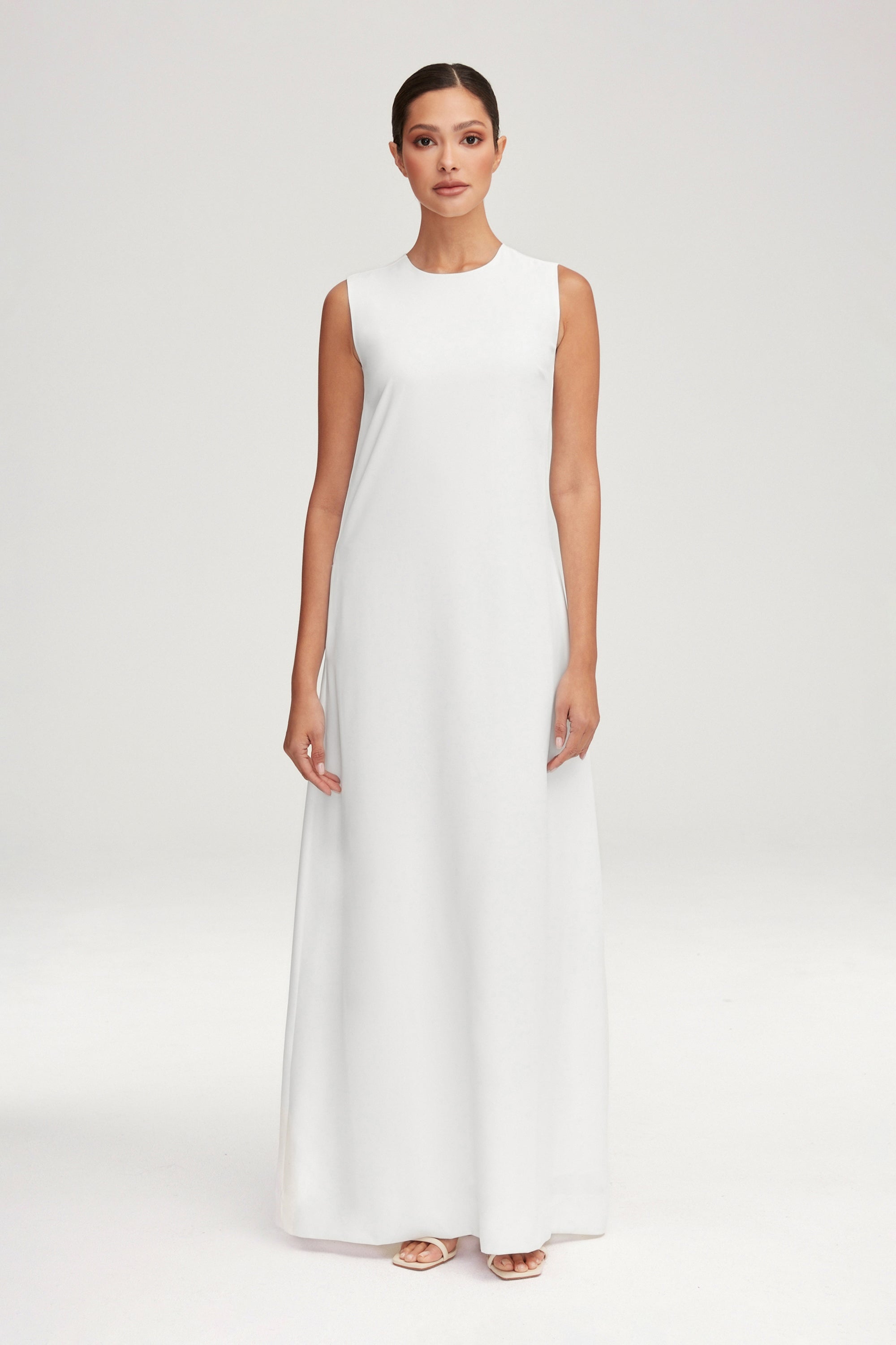 Essential Sleeveless Maxi Slip Dress - White Clothing epschoolboard 