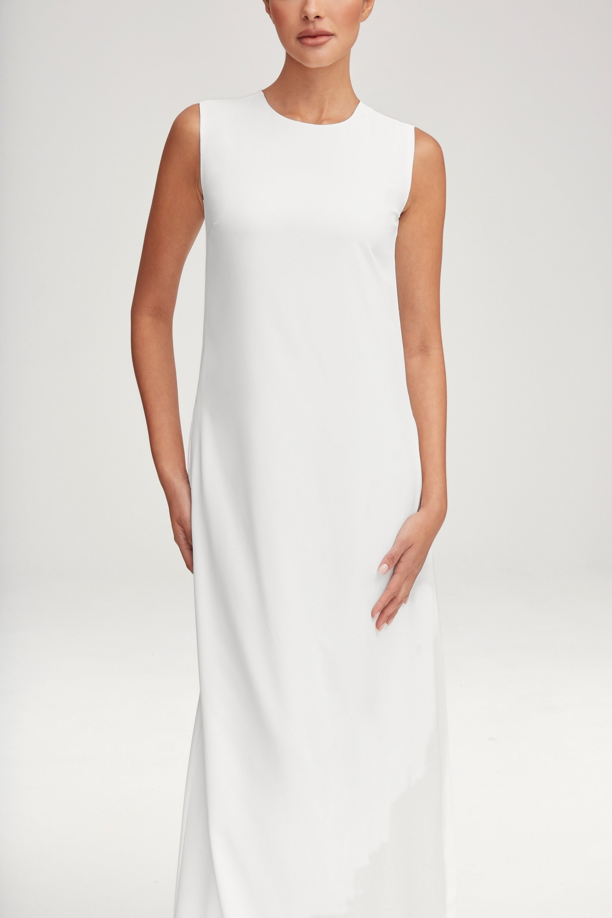 Essential Sleeveless Maxi Slip Dress - White Clothing saigonodysseyhotel 