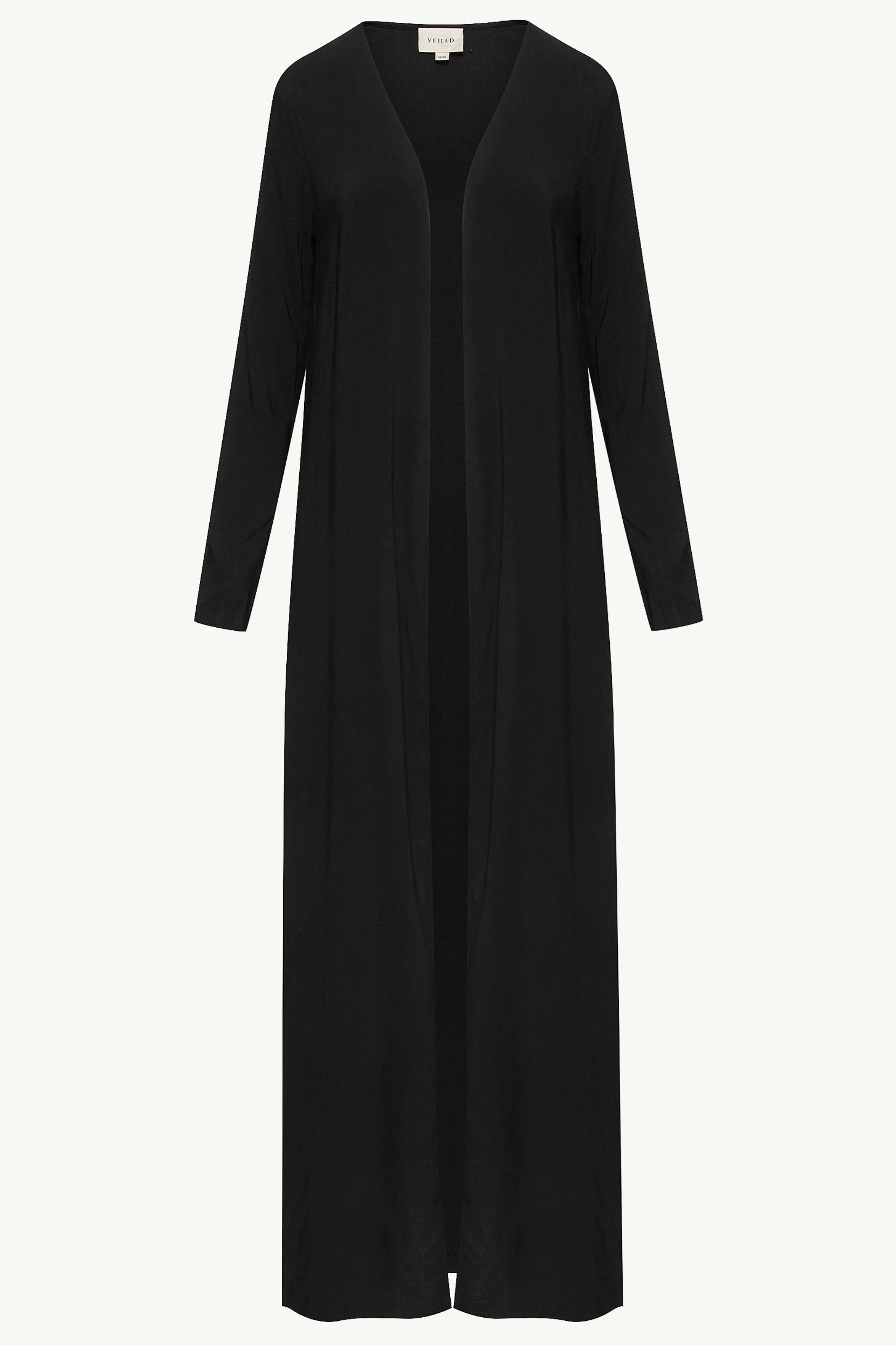 Essential Woven Open Abaya - Black Clothing epschoolboard 