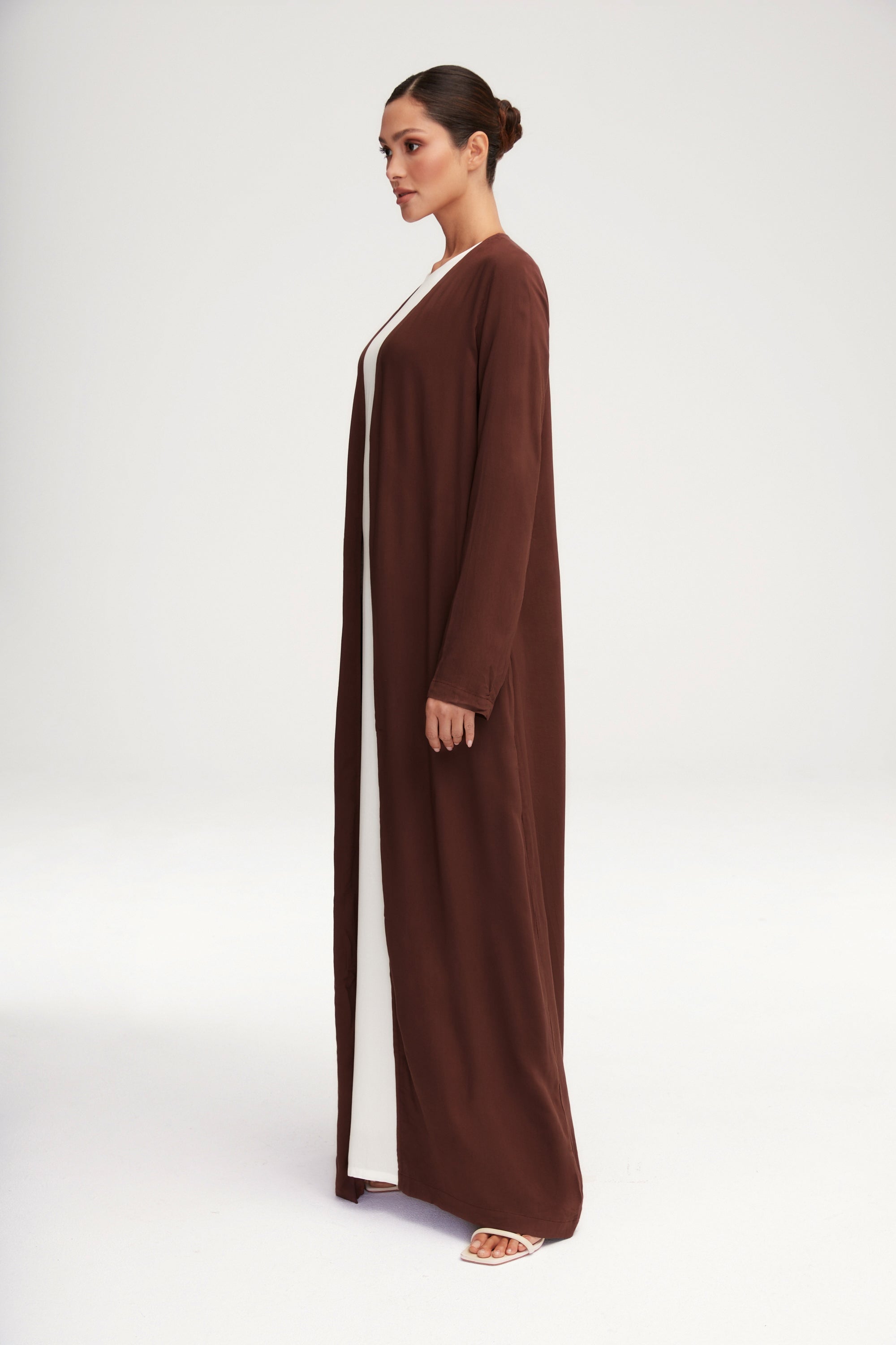 Essential Woven Open Abaya - Espresso Clothing Veiled 