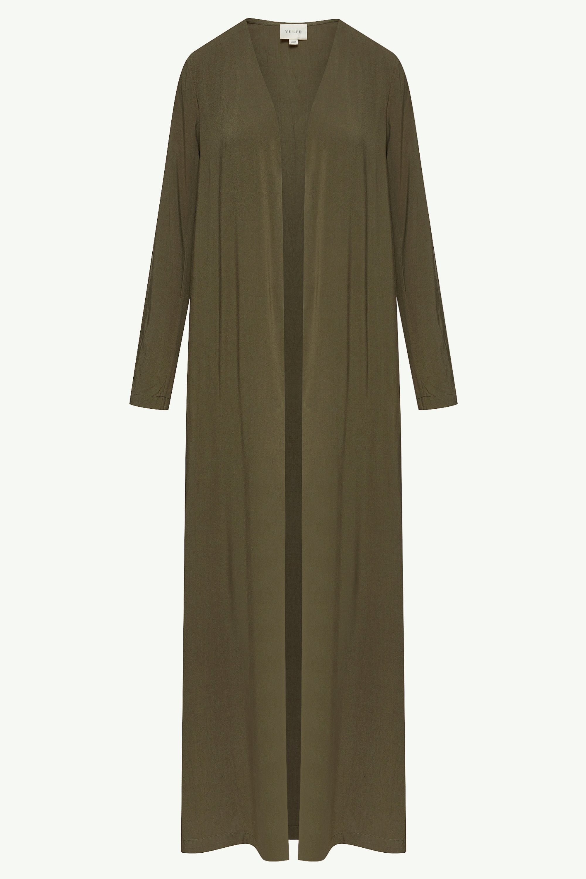 Essential Woven Open Abaya - Olive Clothing saigonodysseyhotel 