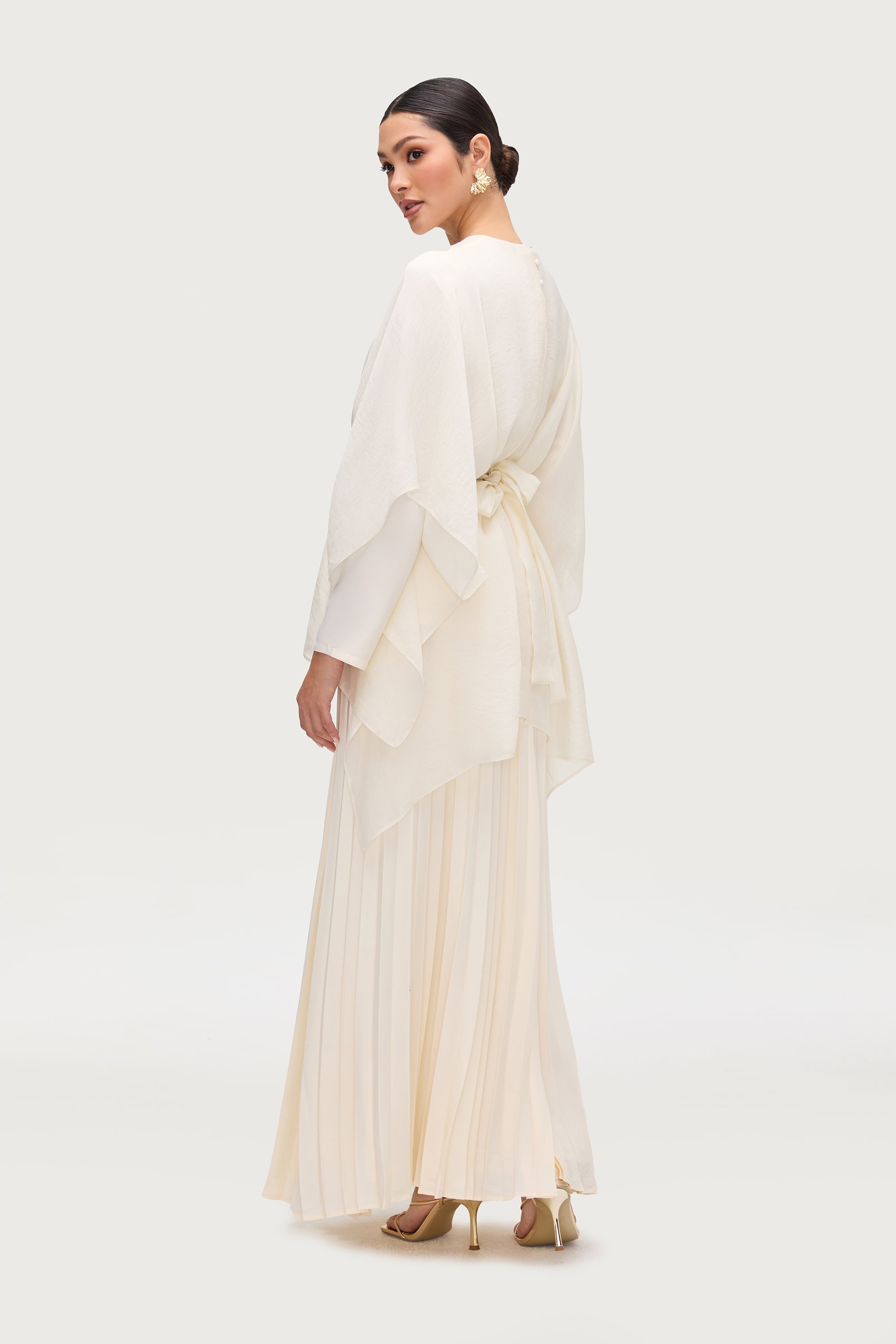 Ethereal Satin Tie Waist Top - Moonbeam Tops Veiled Collection
