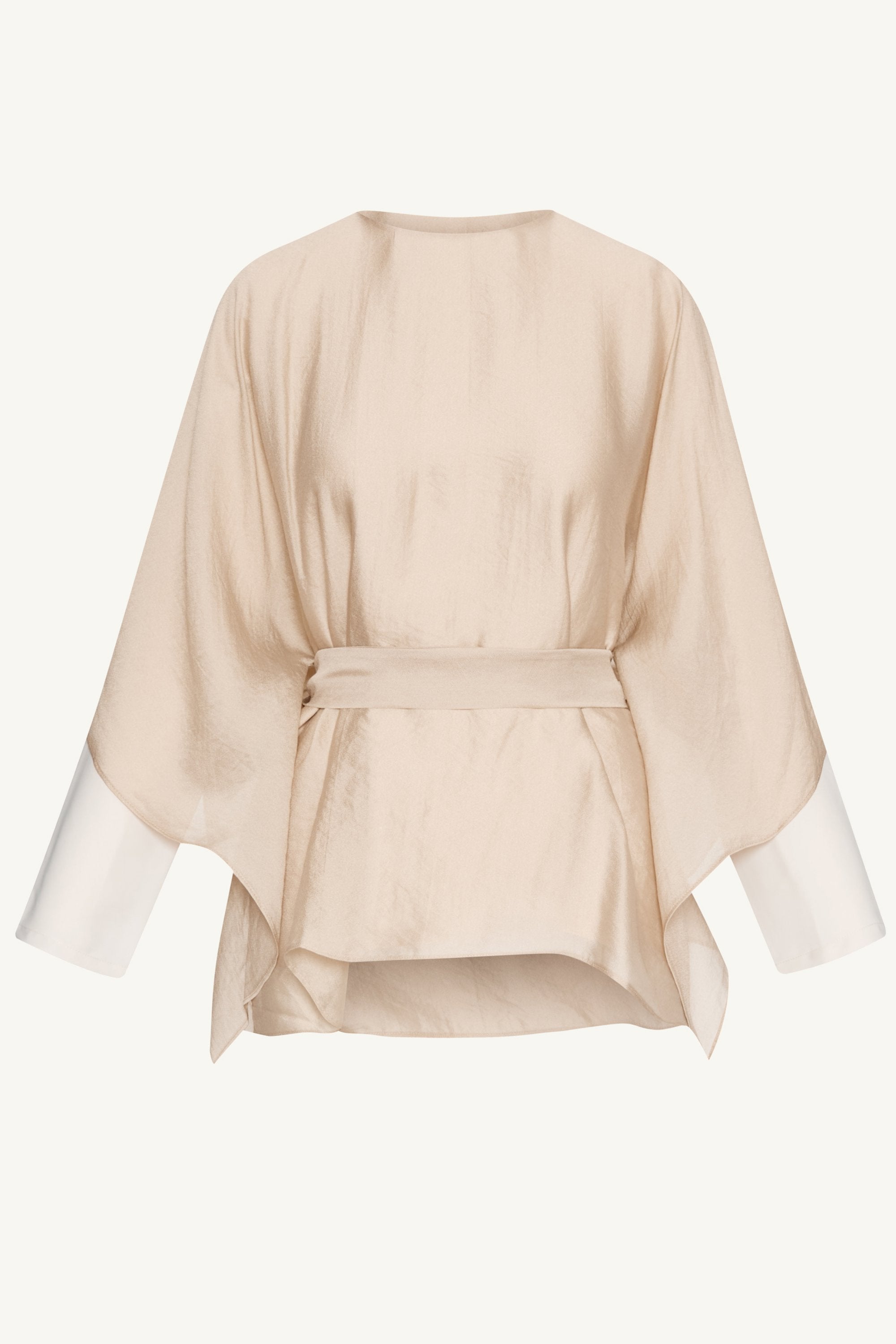 Ethereal Satin Tie Waist Top - Stone Tops Veiled Collection