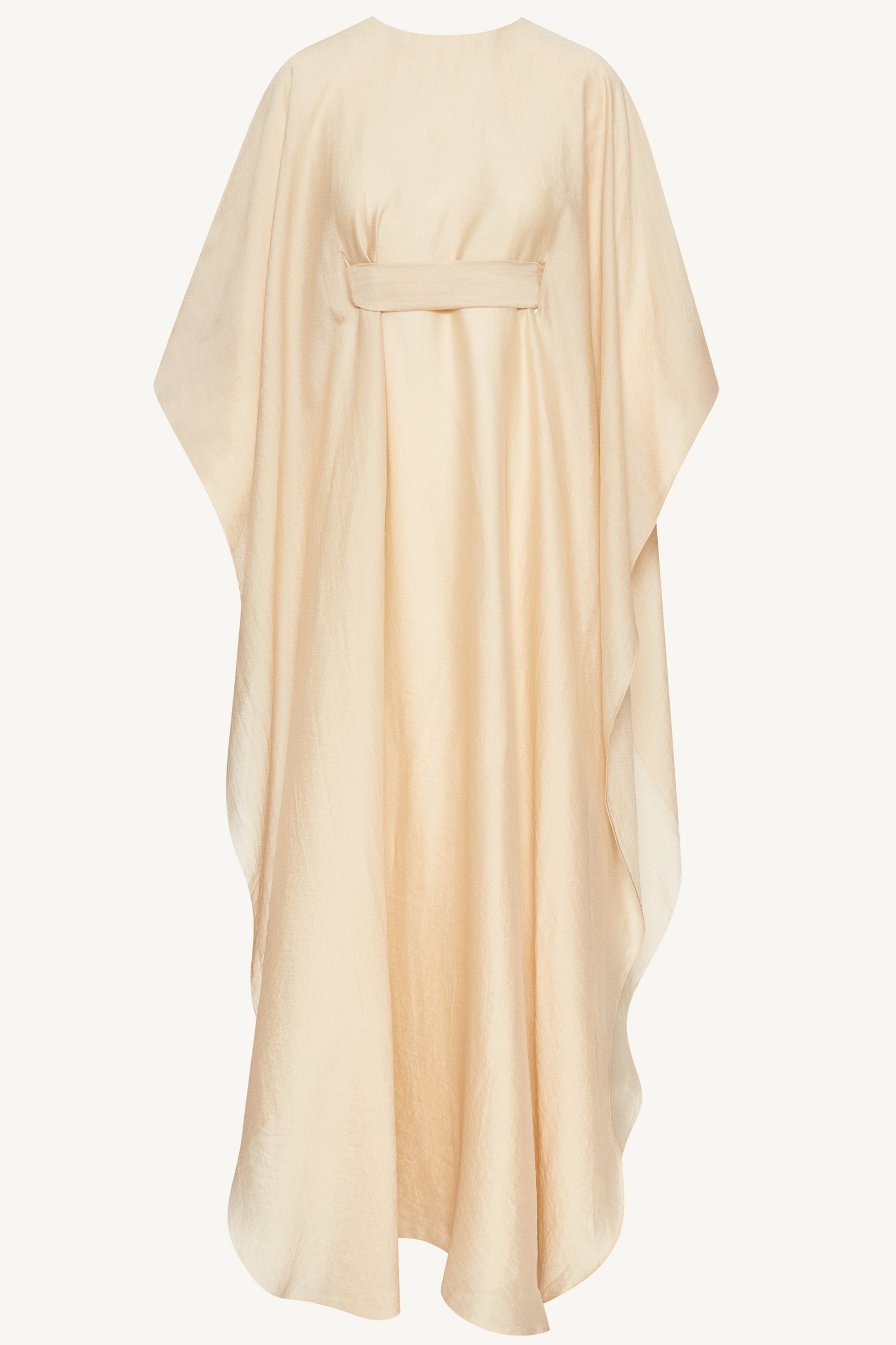 Ethereal Silk Tie Waist Maxi Dress - Champagne Dresses Veiled
