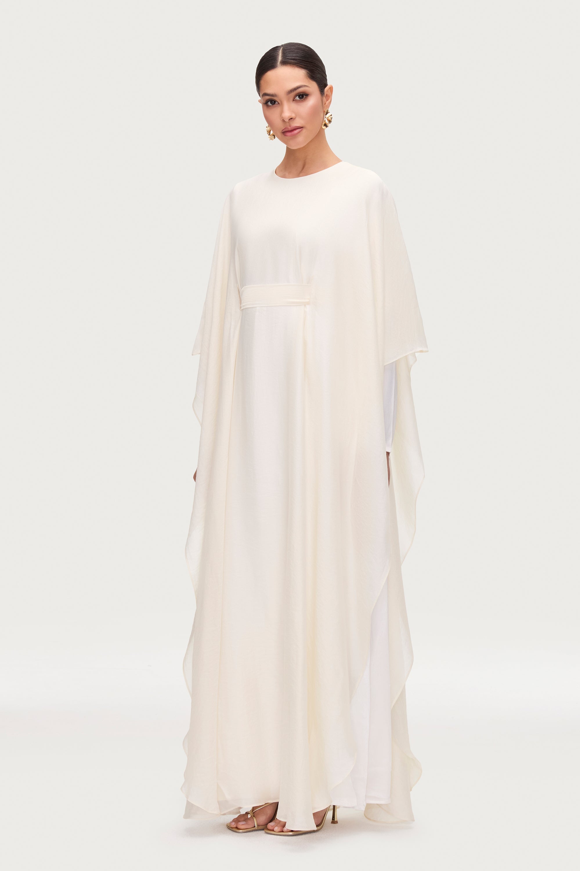 Ethereal Silk Tie Waist Maxi Dress - Moonbeam Ethereal Silk Tie Waist Maxi Dress - Moonbeam