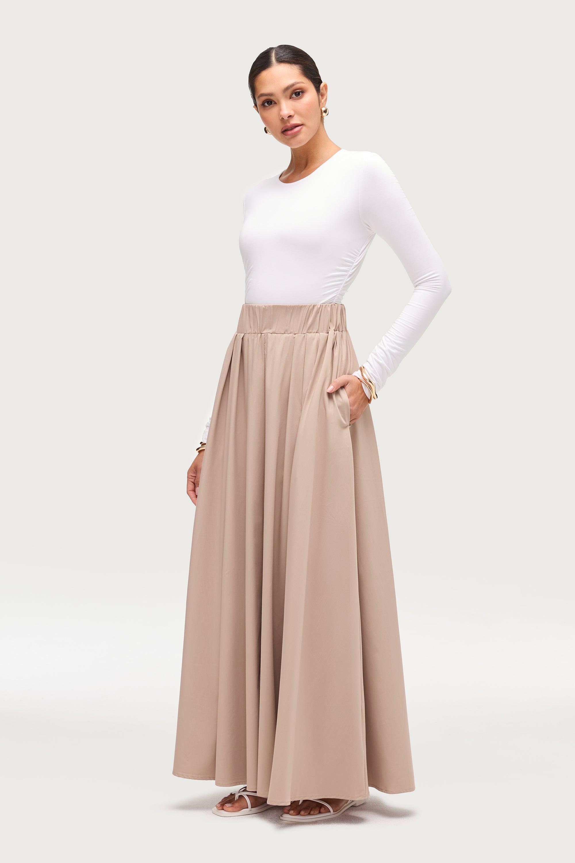 Everyday Tencel Bamboo Maxi Skirt - Stone Dresses Veiled