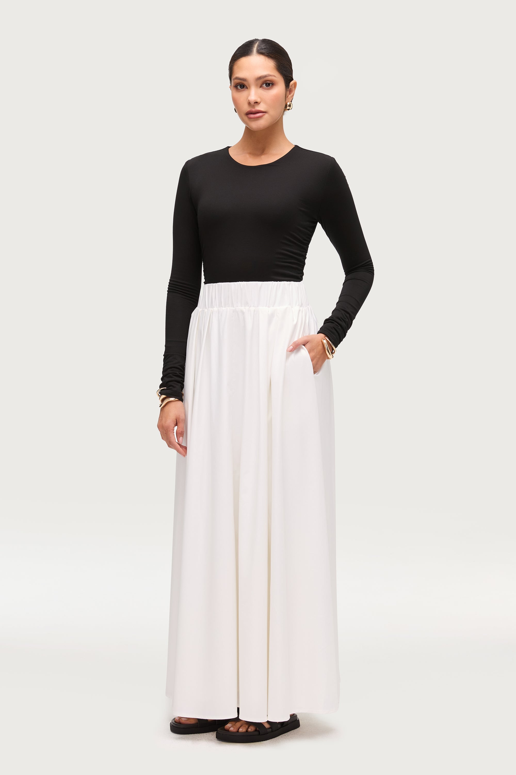 Everyday Tencel Bamboo Maxi Skirt - White Dresses Veiled