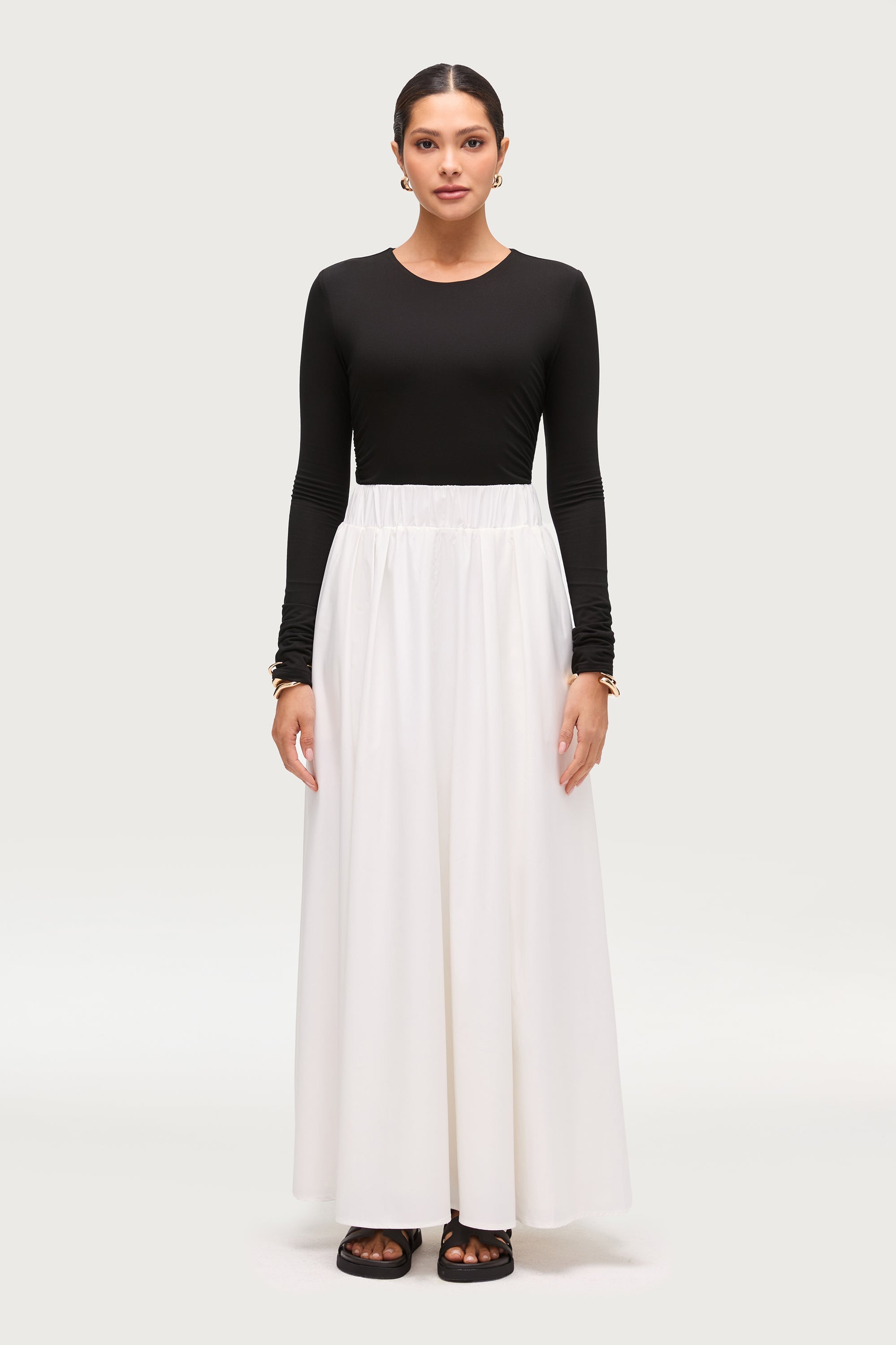 Everyday Tencel Bamboo Maxi Skirt - White Dresses Veiled