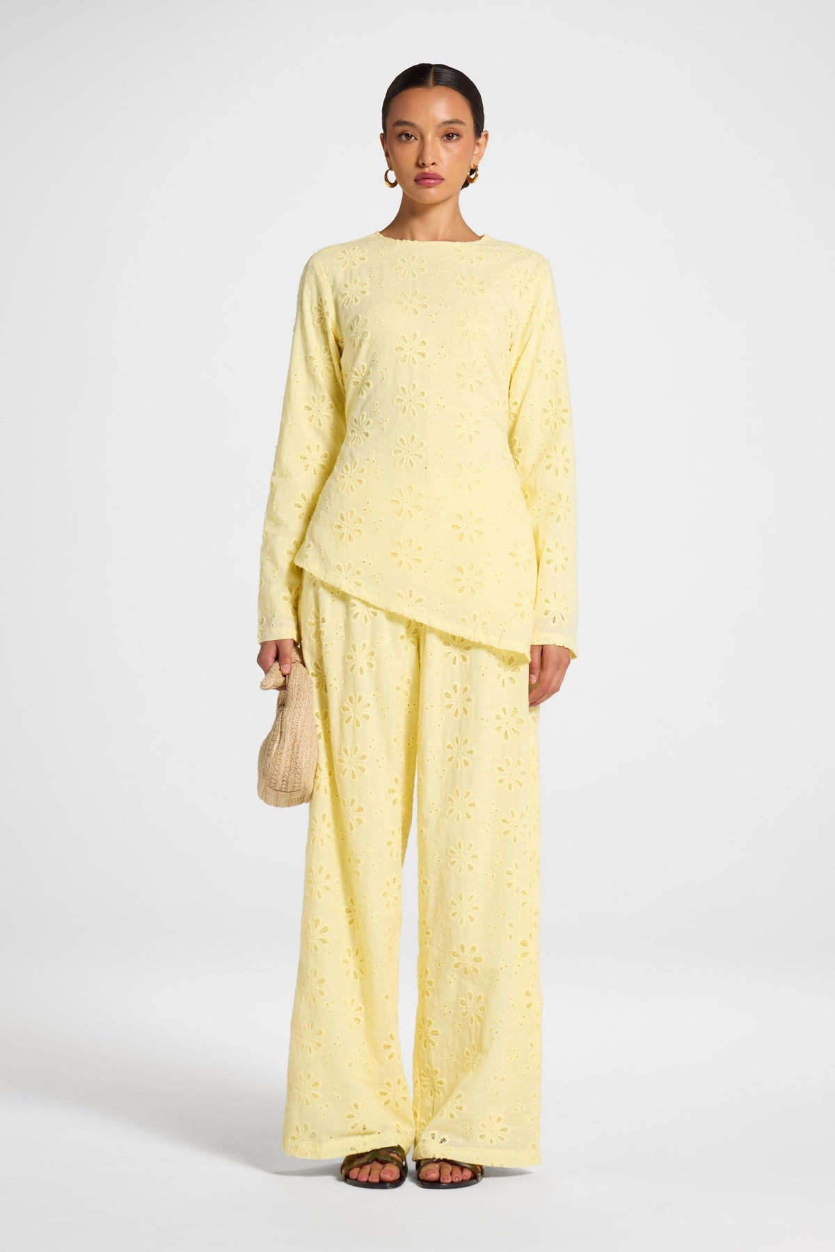 Eyelet Asymmetric Top - Anise Flower Top Veiled