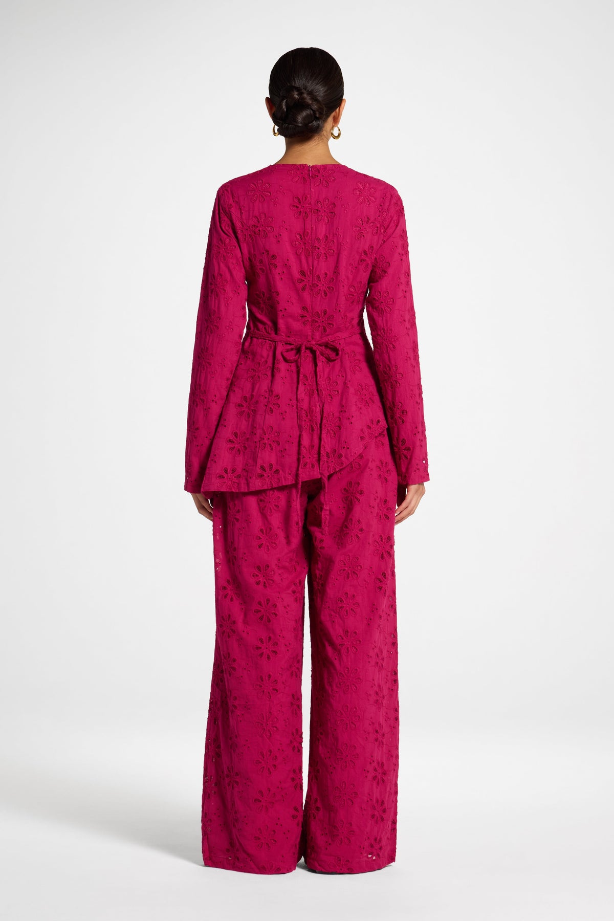 Eyelet Asymmetric Top - Sangria Top Veiled