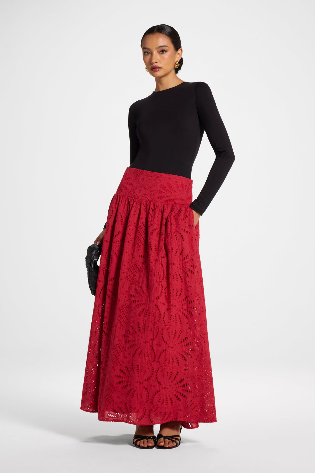 Eyelet Skirt - Dried Strawberry Bottoms Veiled