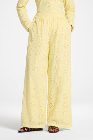 Eyelet Wide Leg Pant - Anise Flower