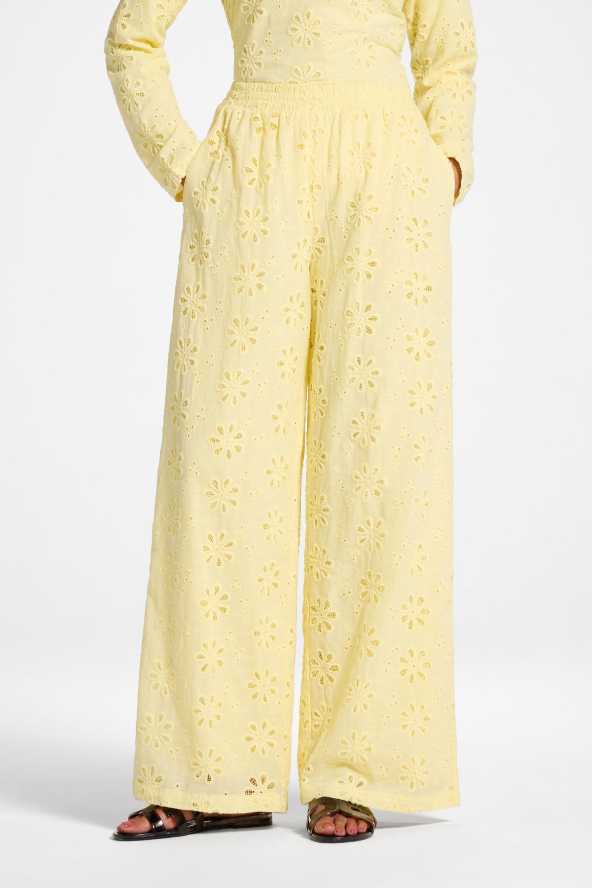 Eyelet Wide Leg Pant - Anise Flower Pants Veiled