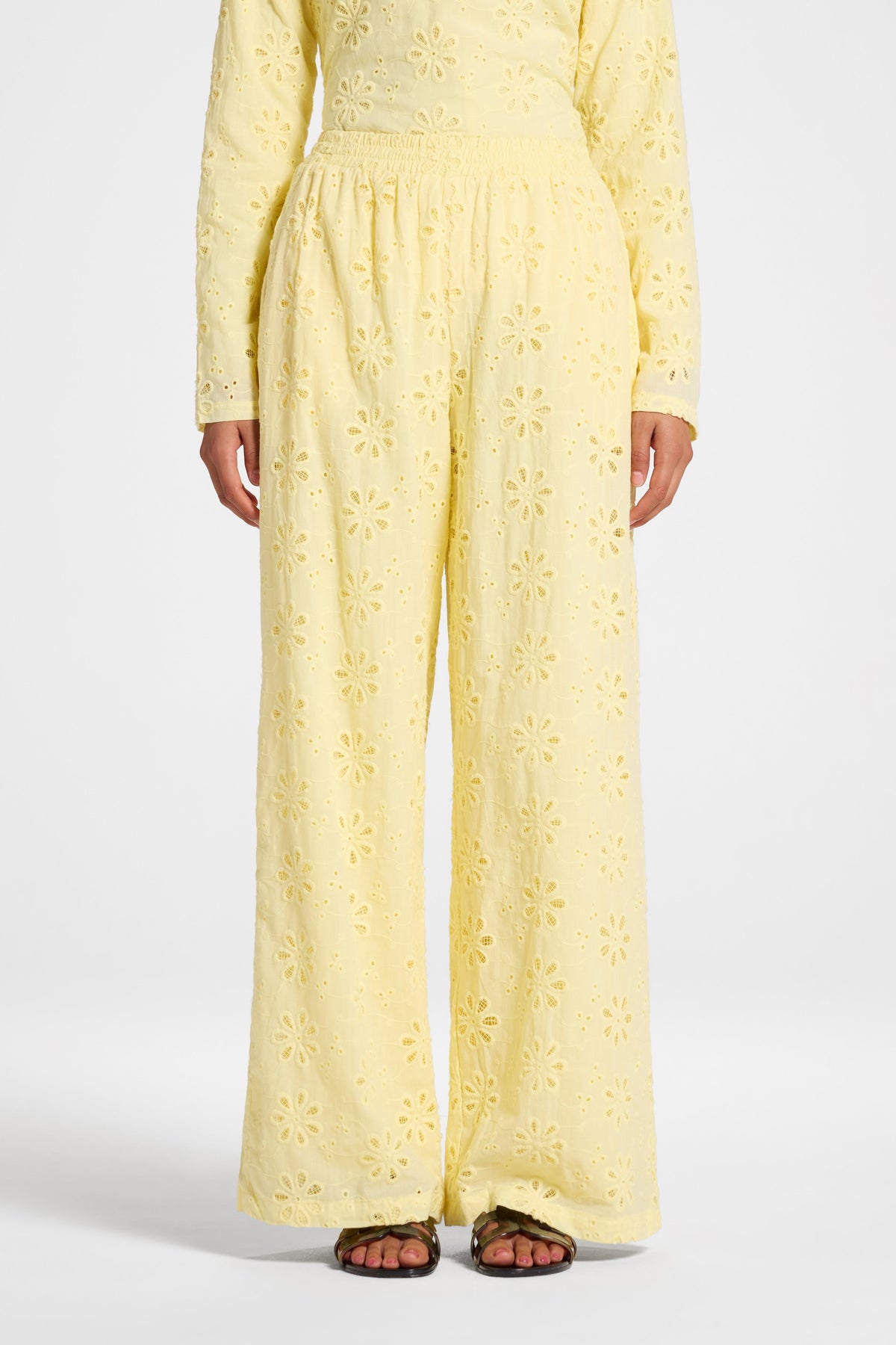 Eyelet Wide Leg Pant - Anise Flower Pants Veiled