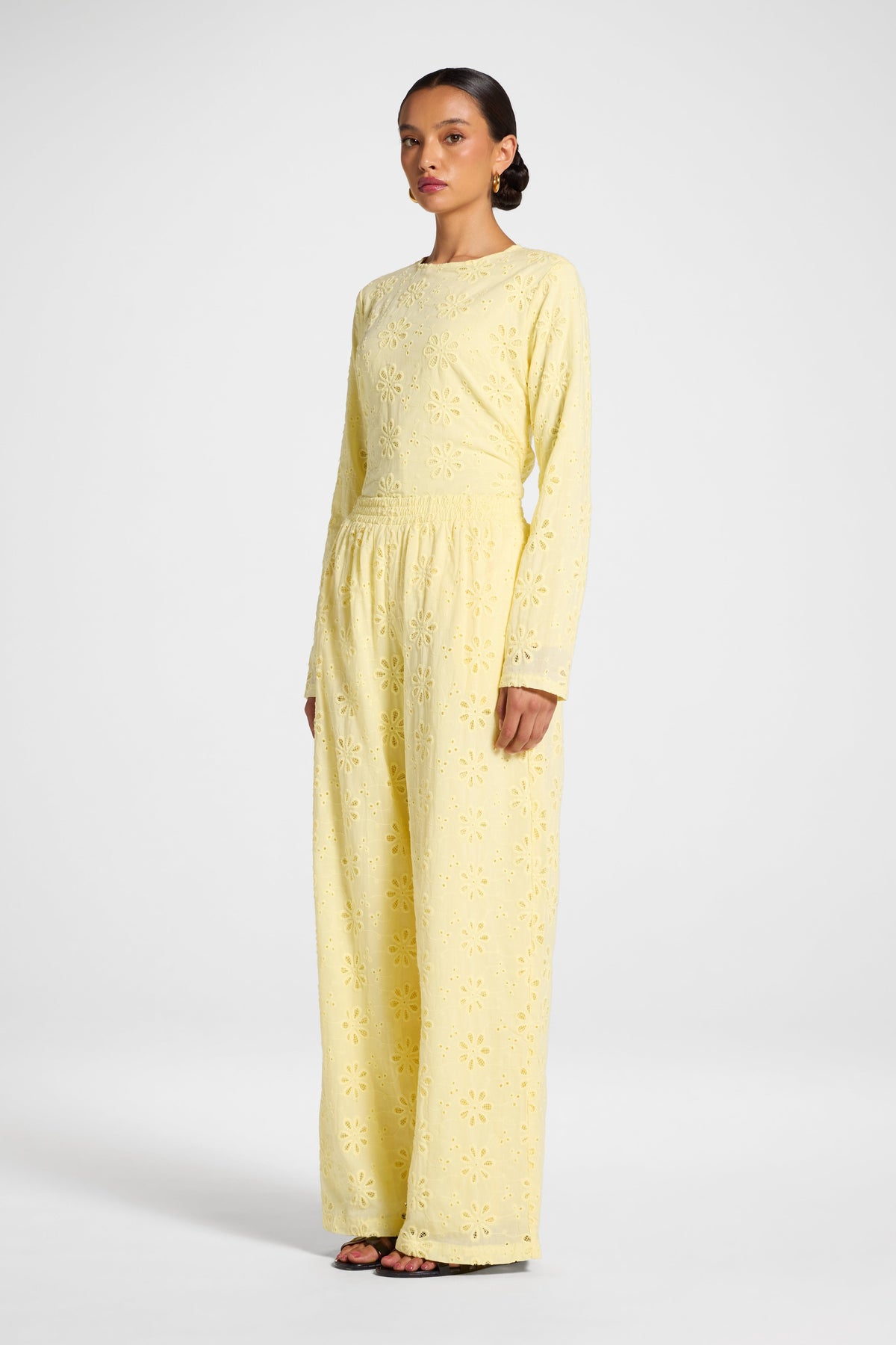 Eyelet Wide Leg Pant - Anise Flower Pants Veiled