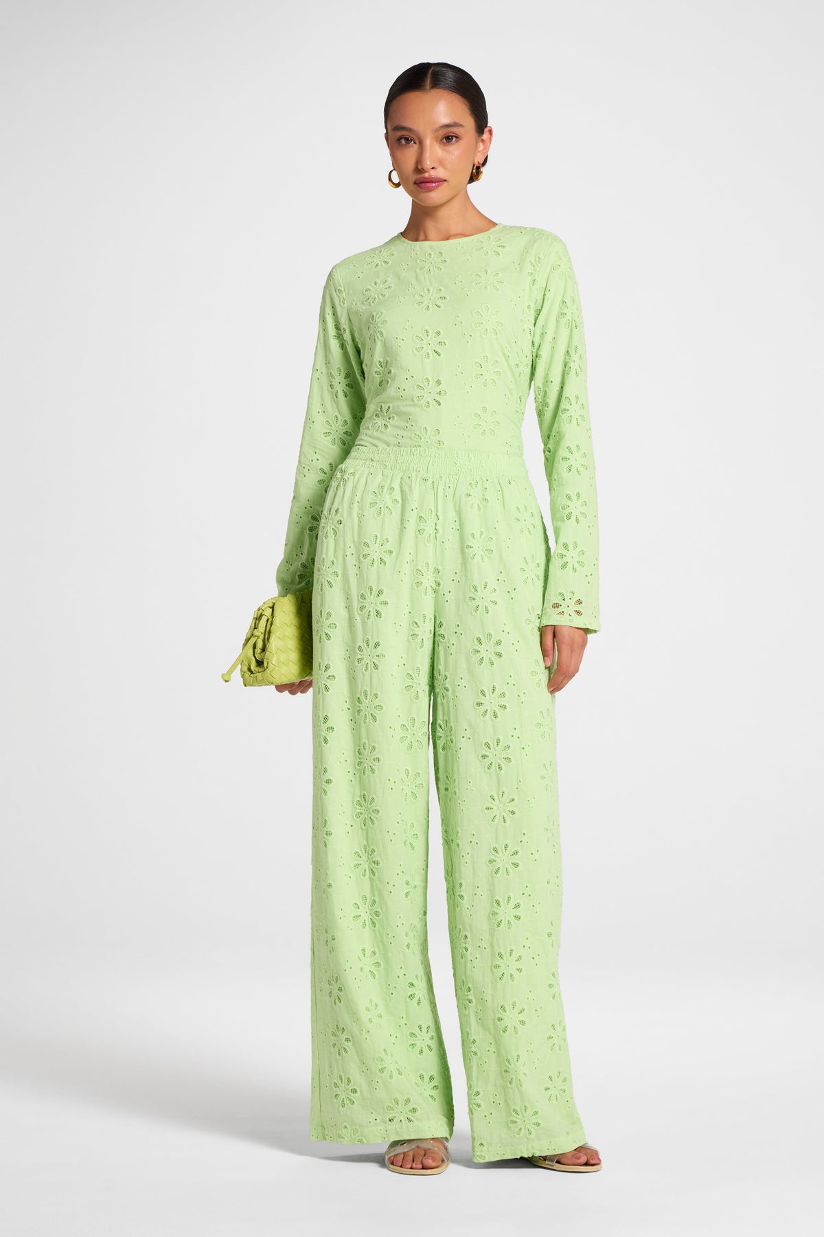 Eyelet Wide Leg Pant - Butterfly Pants Veiled