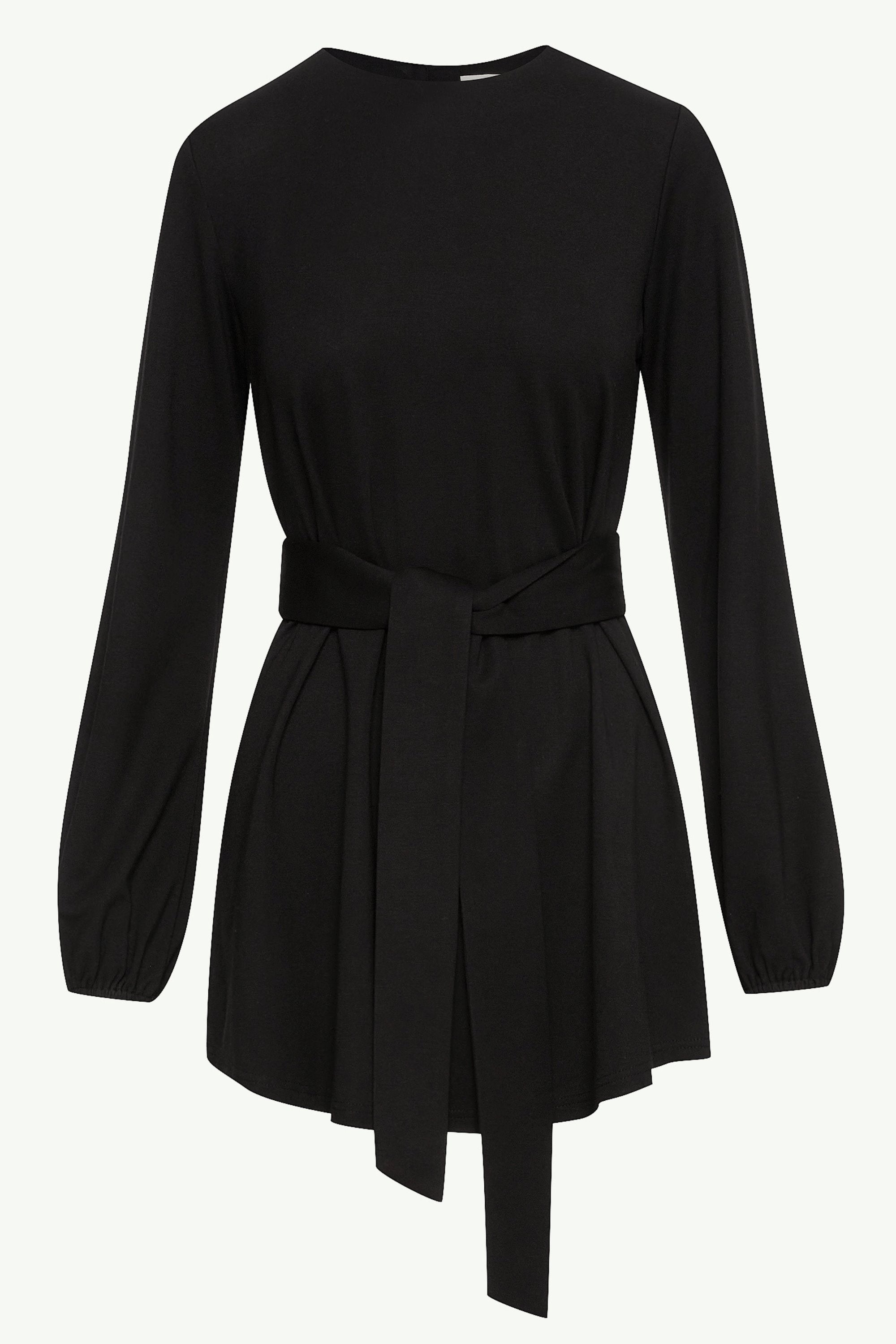 Fatima Everyday Belted Jersey Top - Black Clothing epschoolboard 
