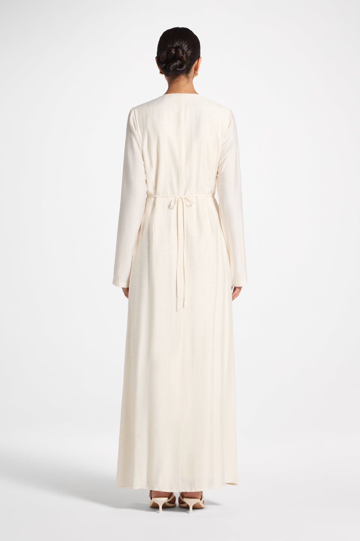 Faux Button Front Maxi Dress - Natural Dress Veiled
