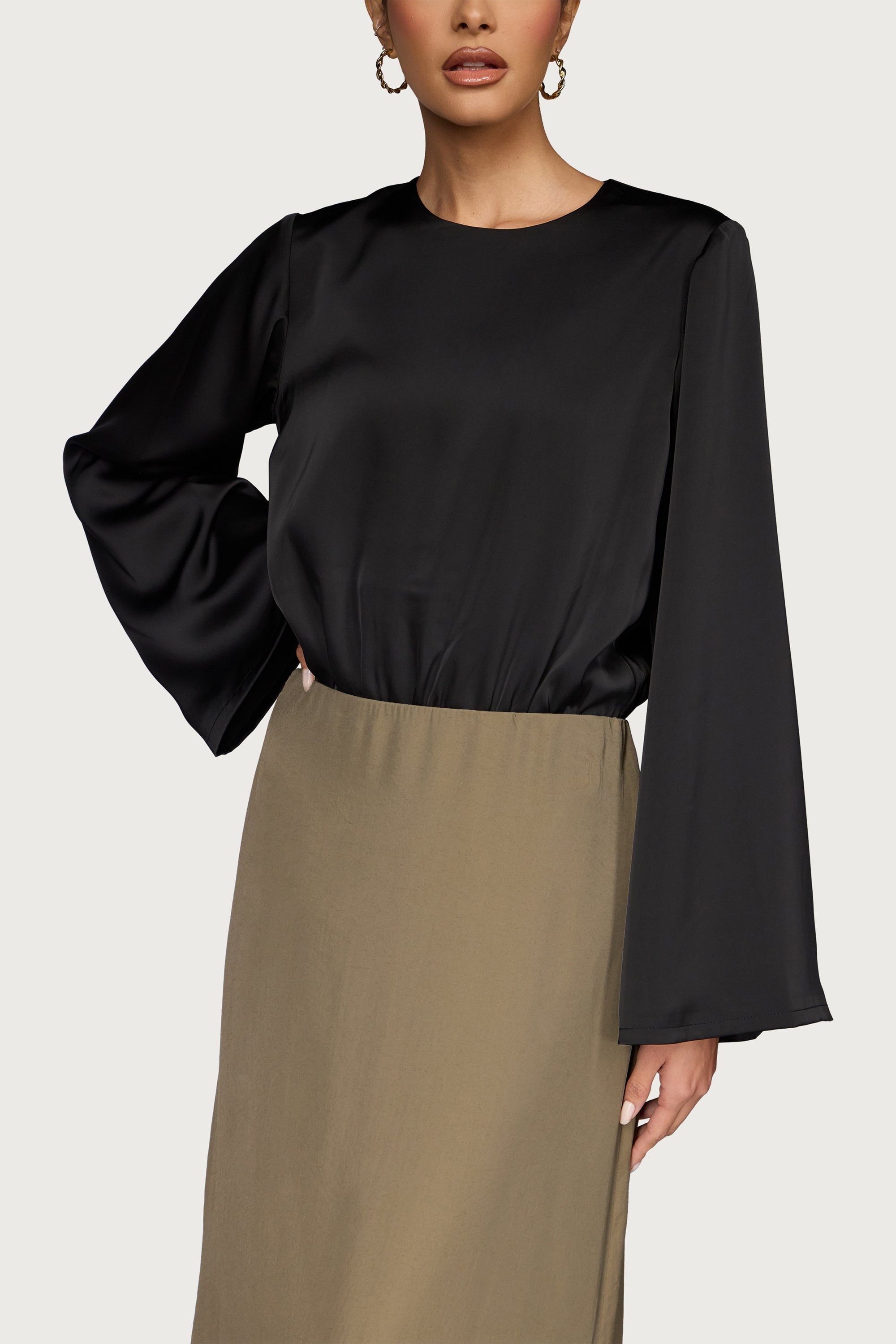 Flare Sleeve Bodysuit - Black Dresses Veiled