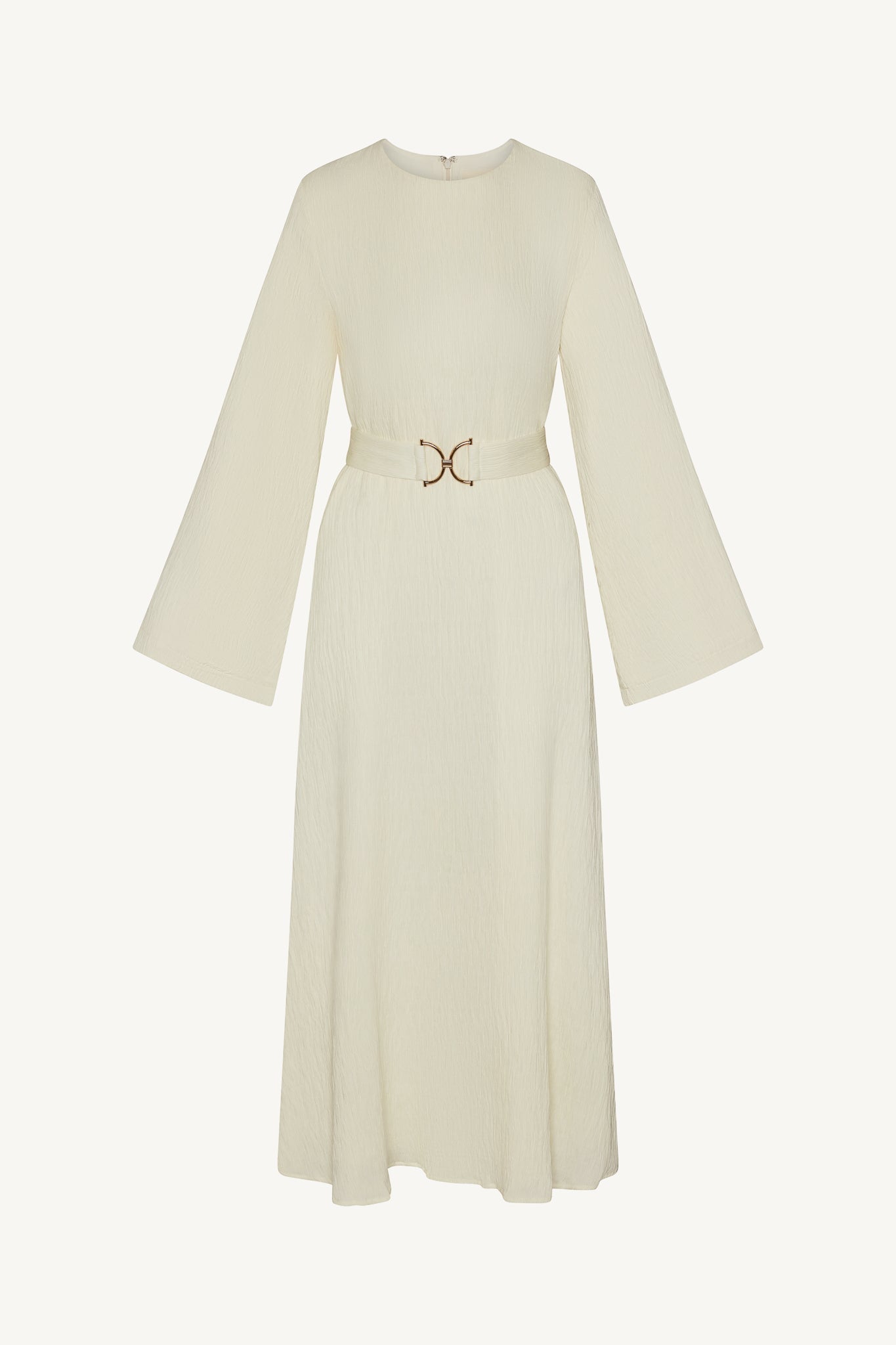Flare Sleeve Maxi Dress - White Abayas Veiled