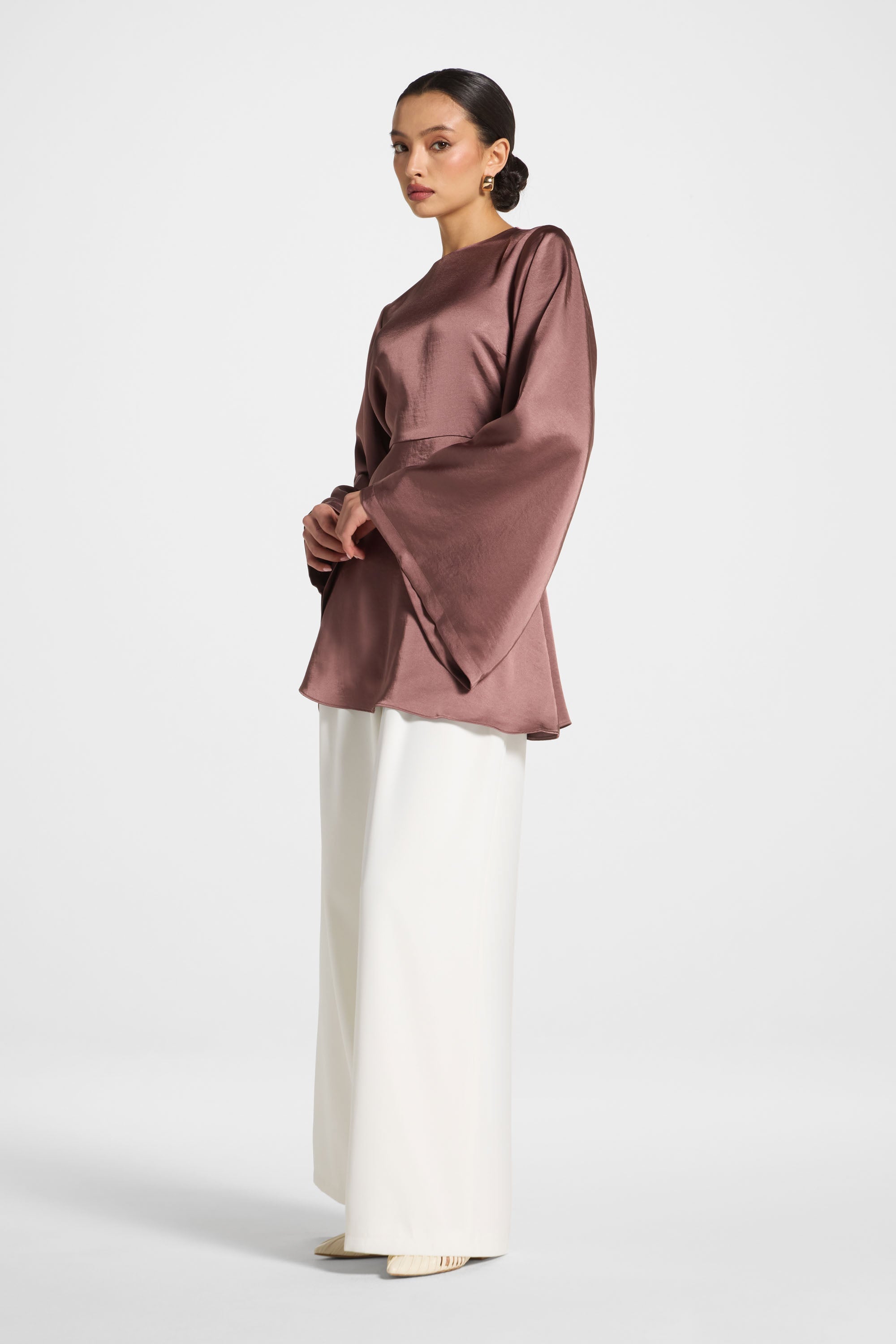 Flare Sleeve Top - Dusty Plum Abayas Veiled