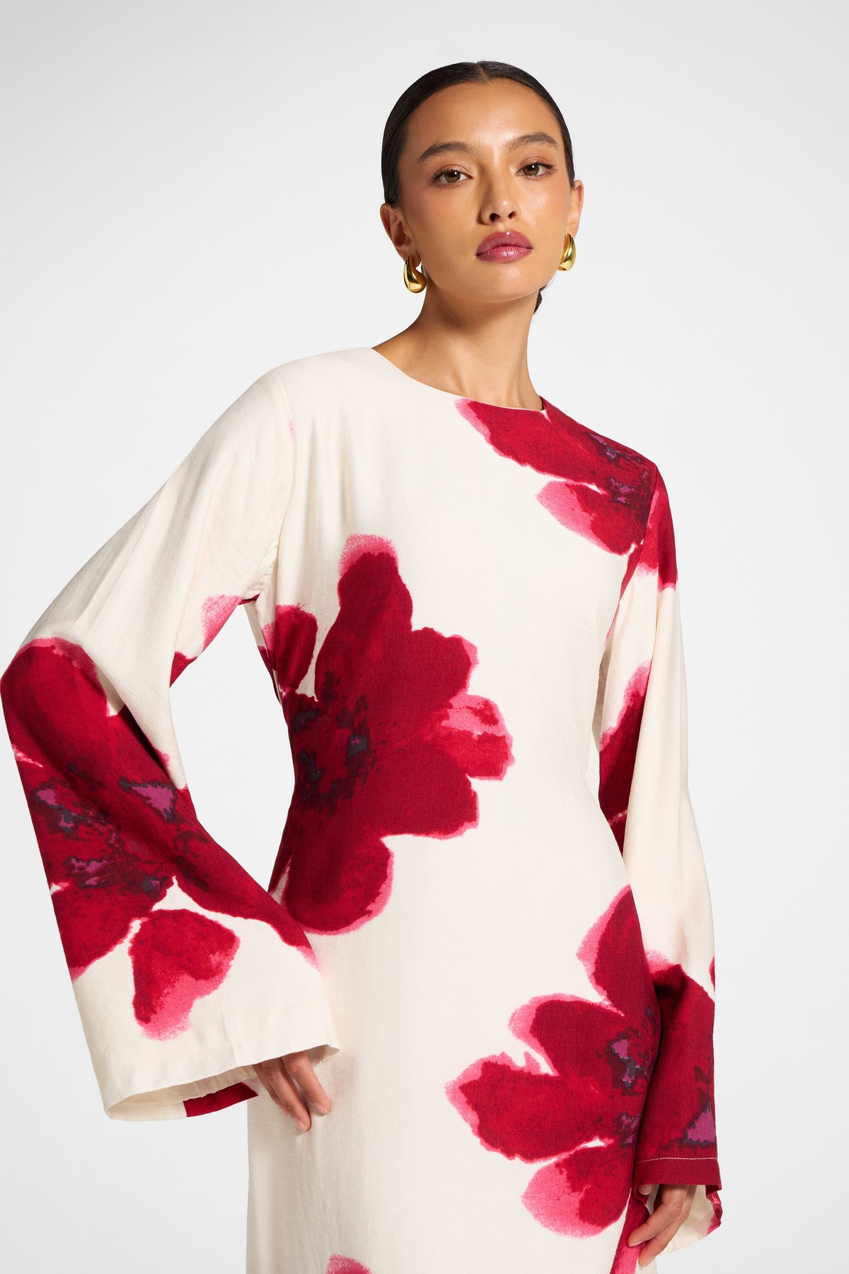 Floral Maxi Dress - Red Dress Veiled