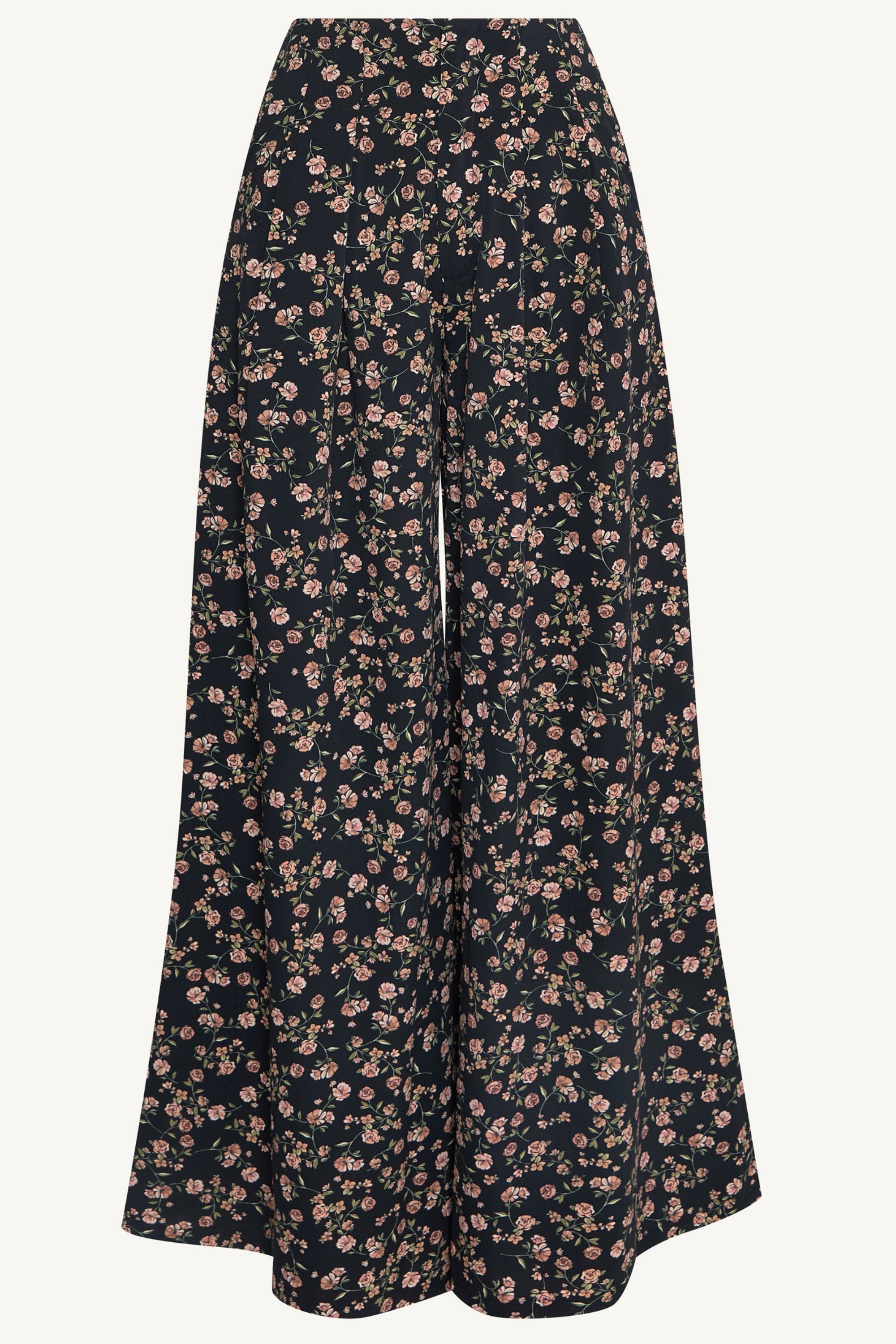 Front Pleat Palazzo Wide Leg Pants - Black Dresses Veiled