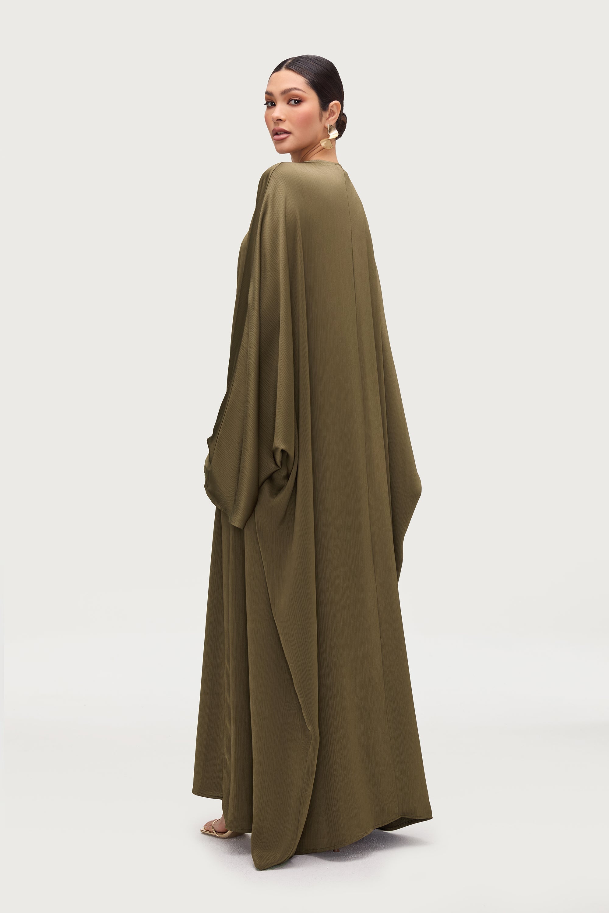 Ghada Satin Open Abaya & Dress Set - Kalamata Abayas Veiled